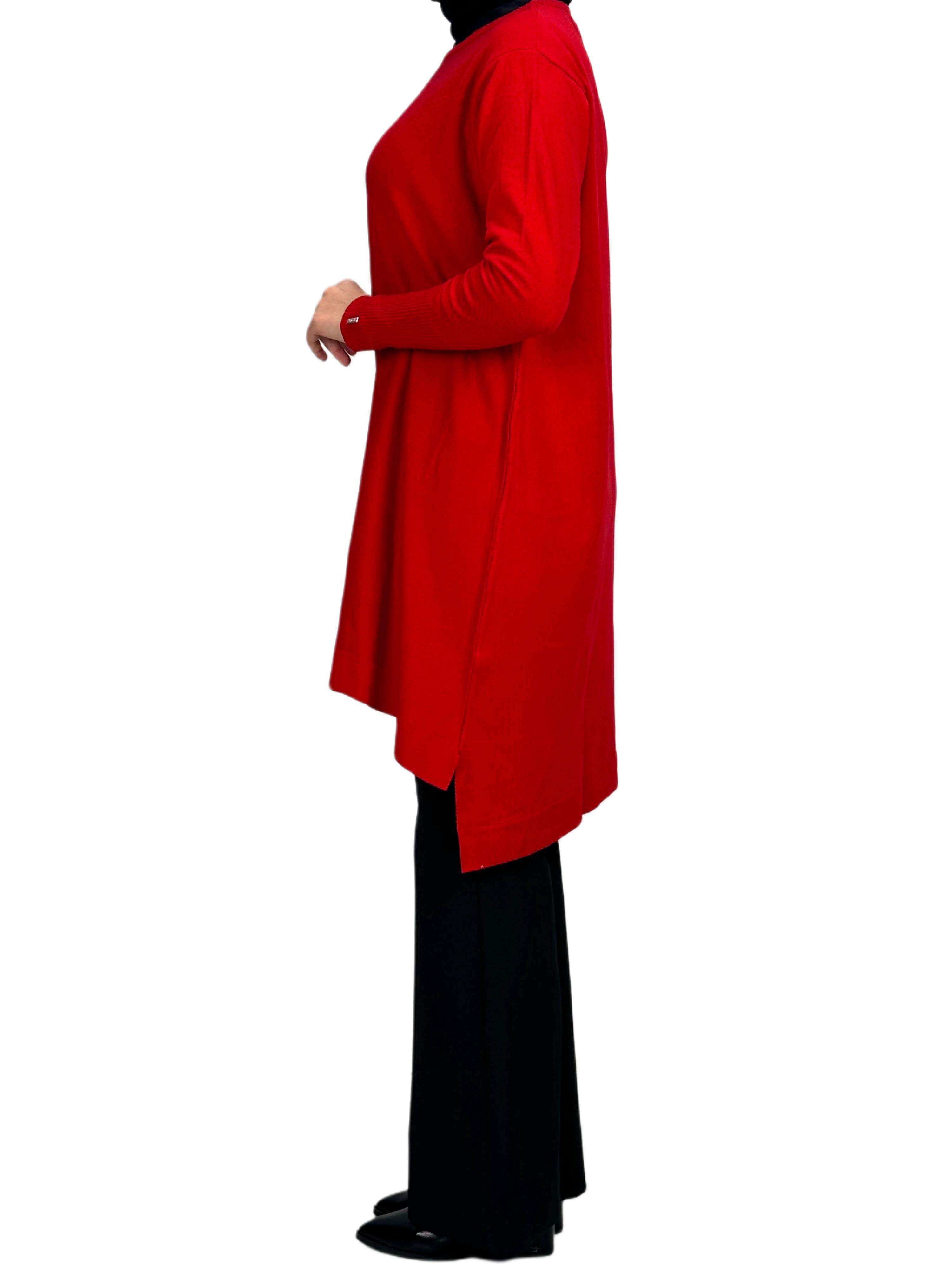 Merserize Triko Tunik Kırmızı OTW123