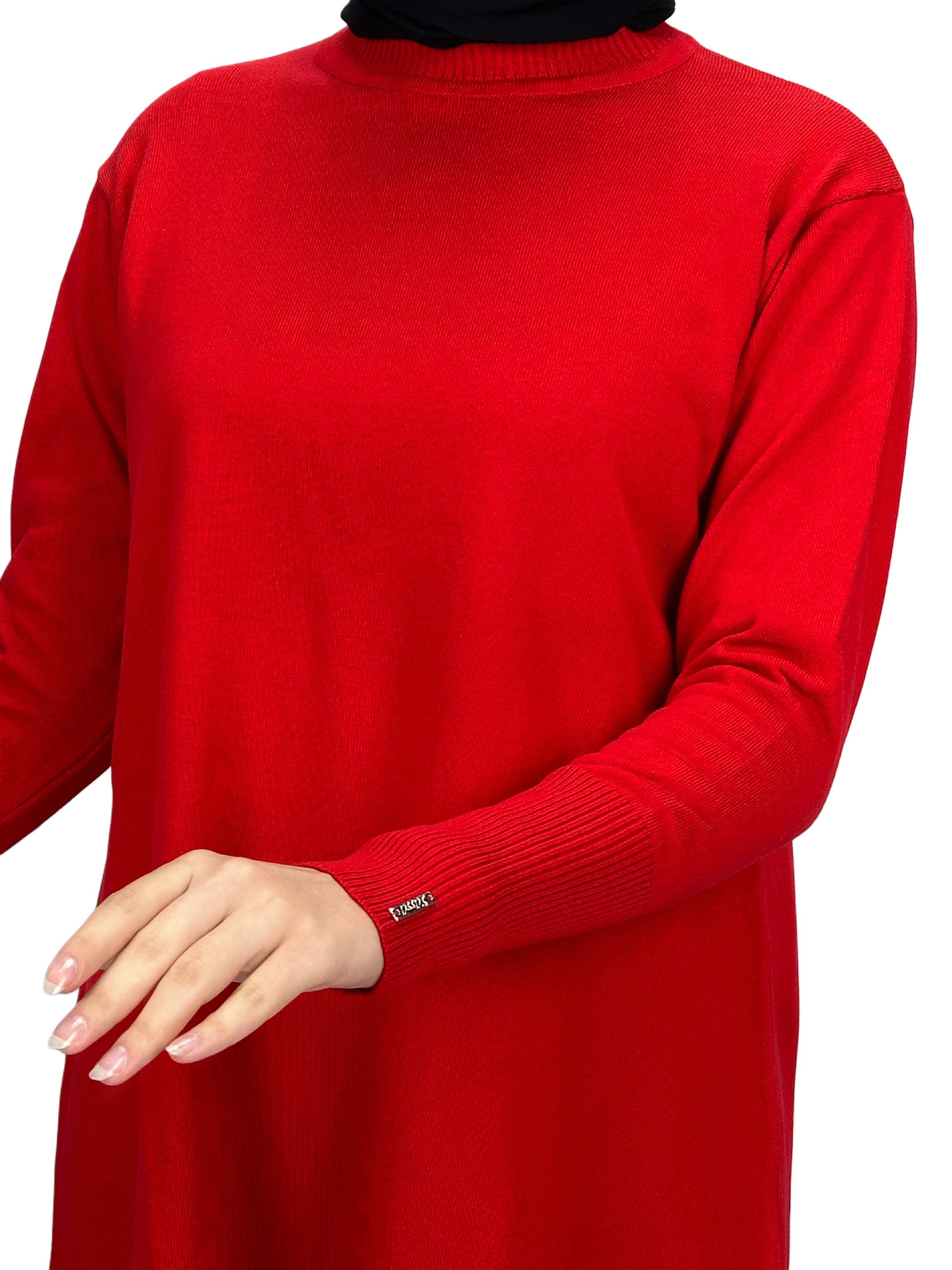 Merserize Triko Tunik Kırmızı OTW884