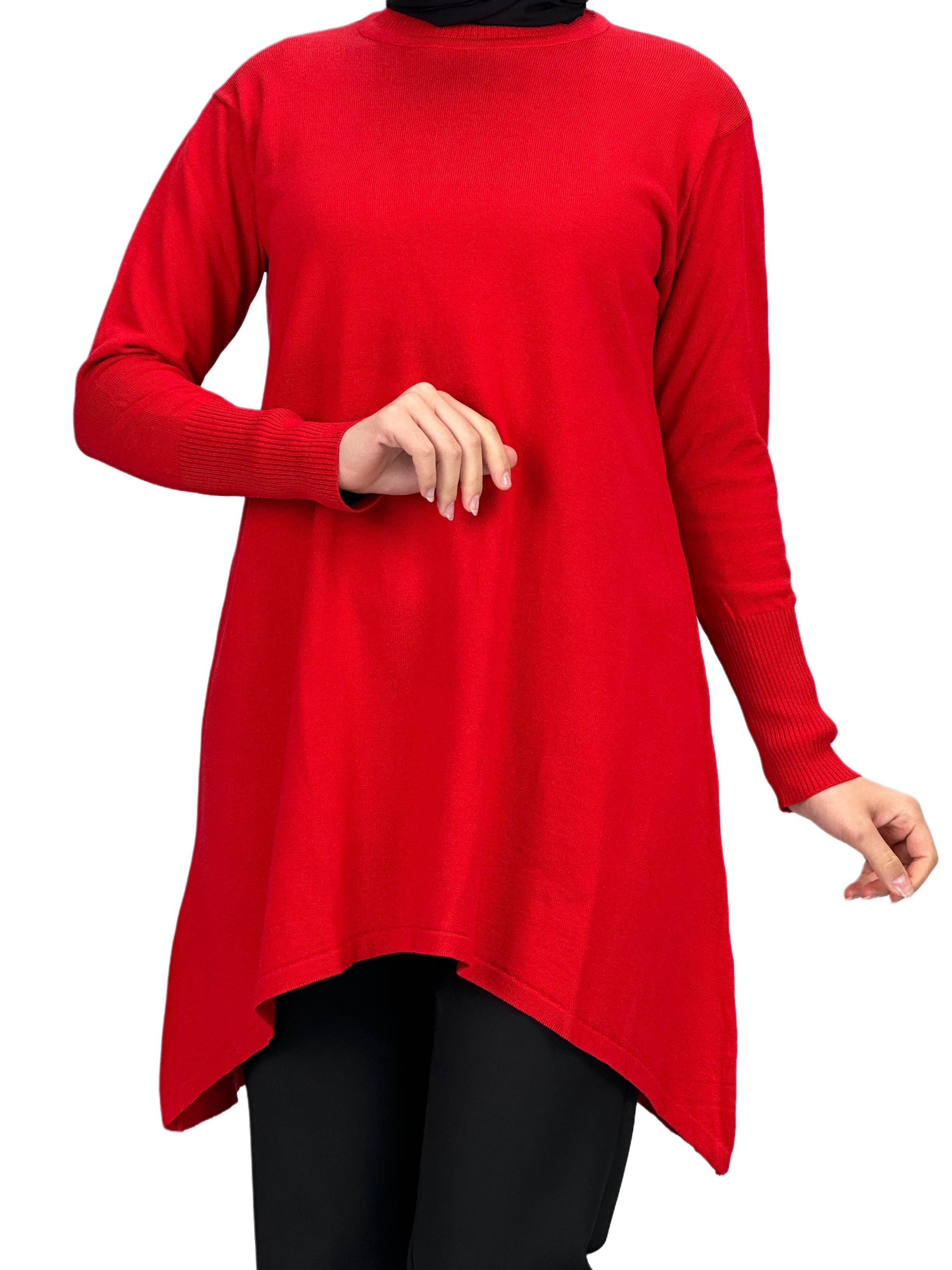 Merserize Triko Tunik Kırmızı OTW884