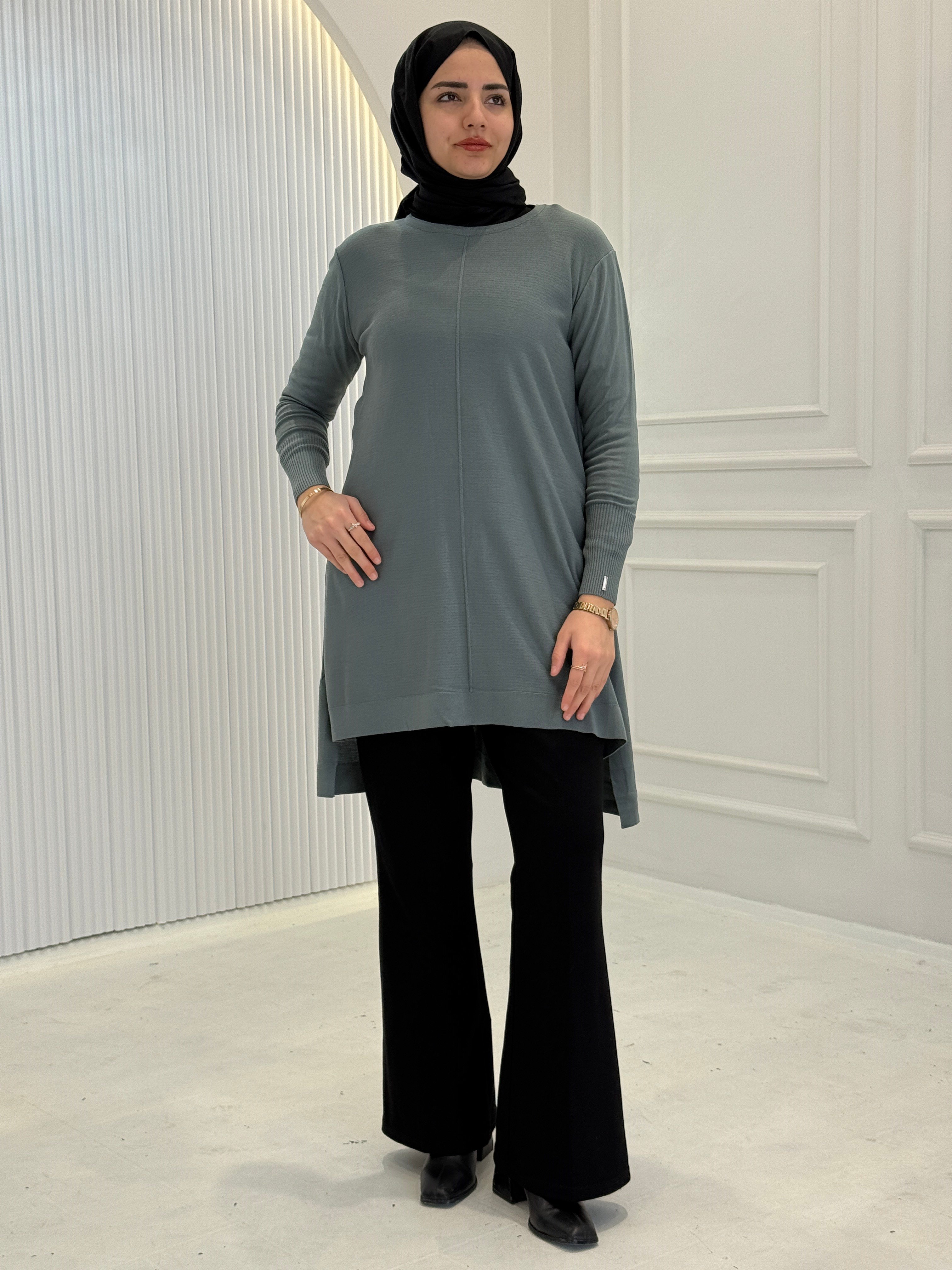 Merserize Triko Tunik Küf Yeşili OTW123