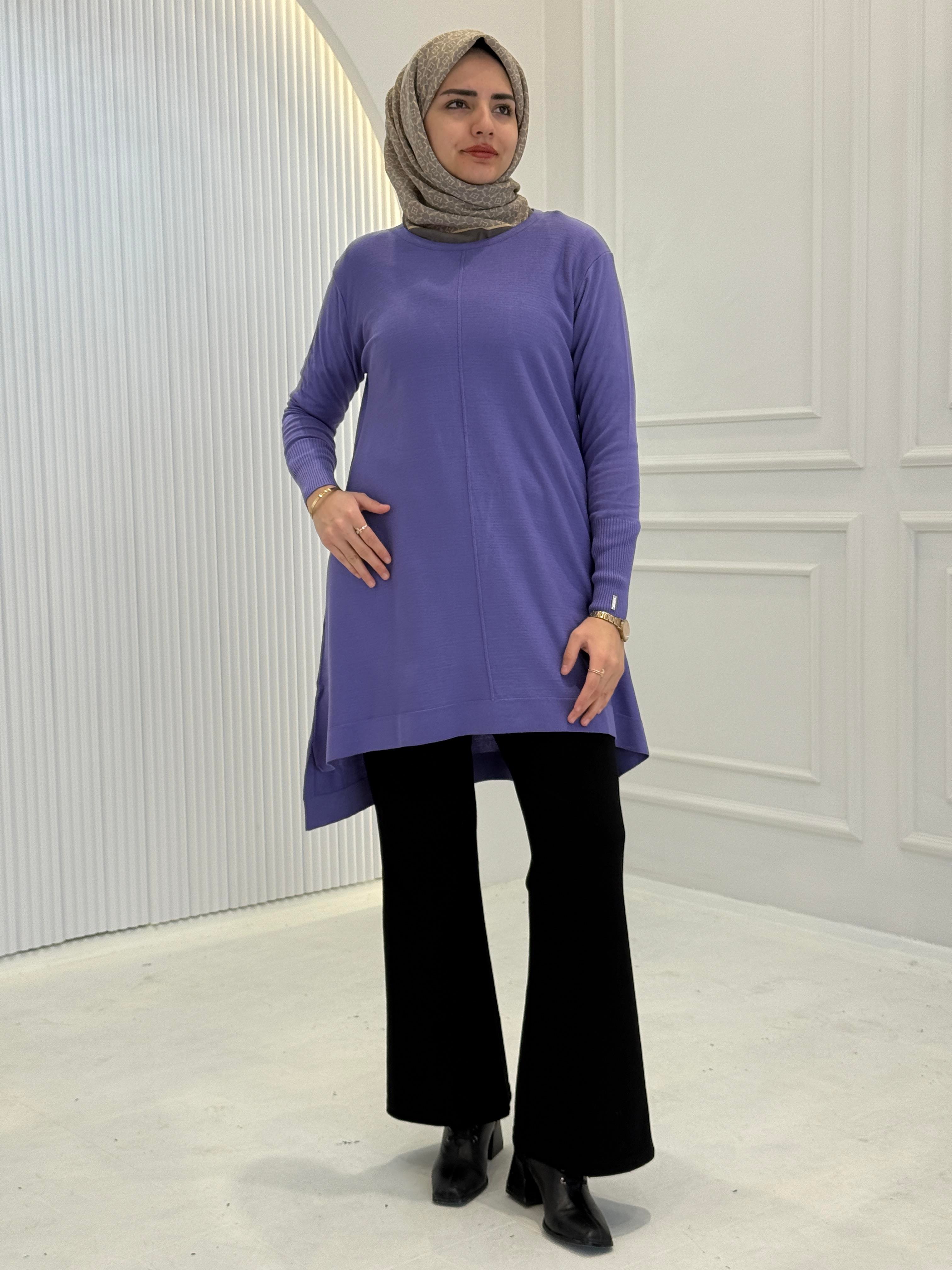 Merserize Triko Tunik Mor OTW123