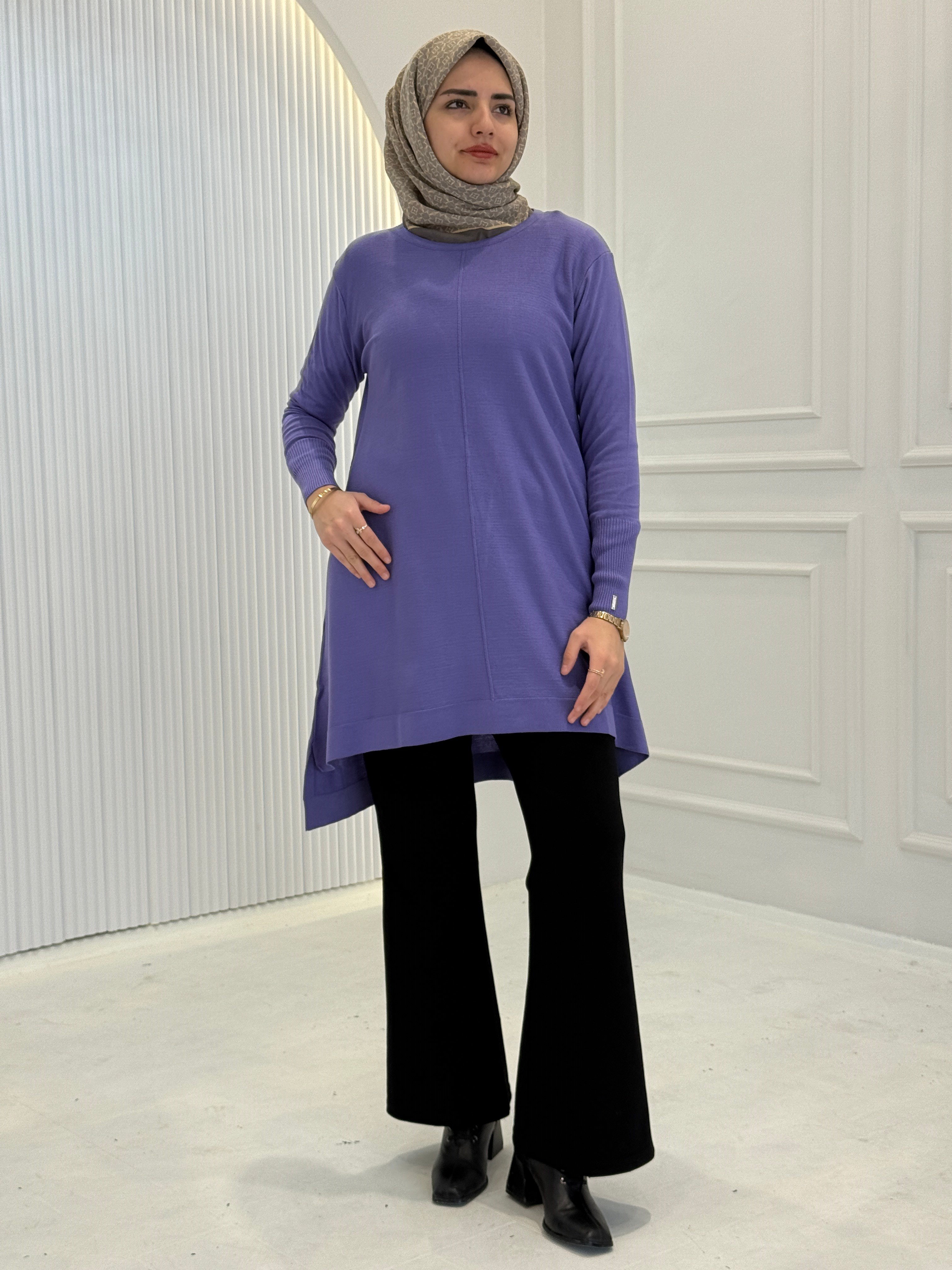 Merserize Triko Tunik Mor OTW123