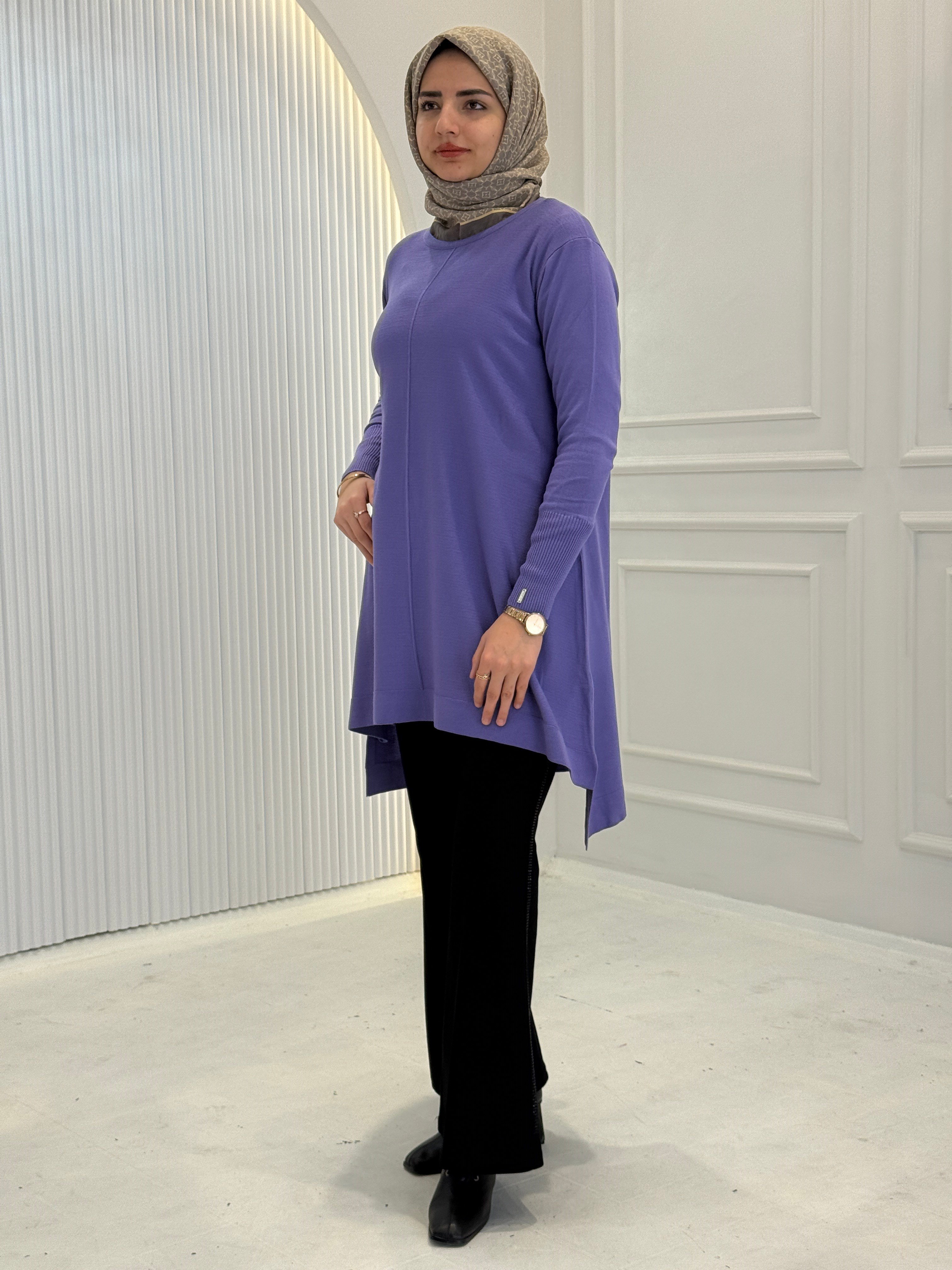 Merserize Triko Tunik Mor OTW123