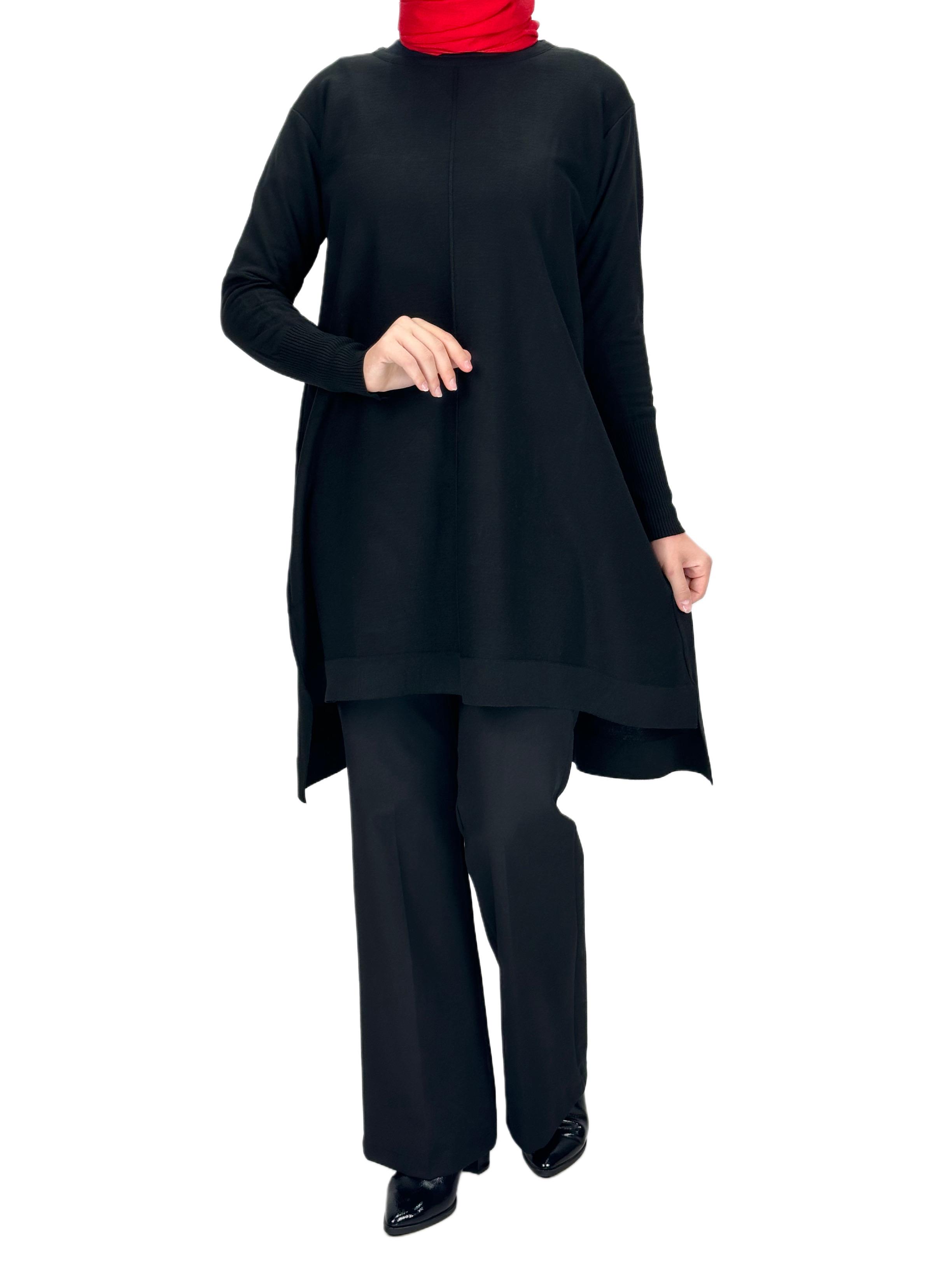 Merserize Triko Tunik Siyah OTW123