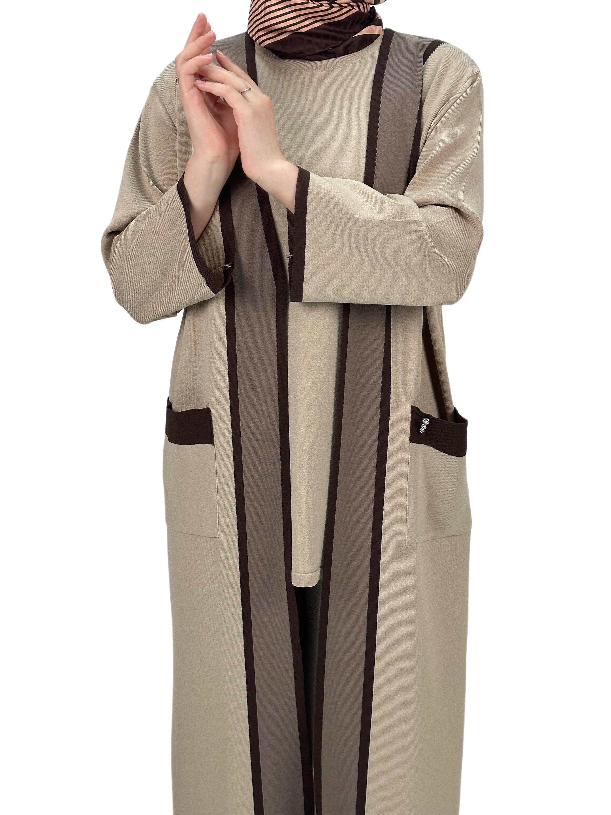 Merserize Triko Üçlü Takım Bej OTW2918