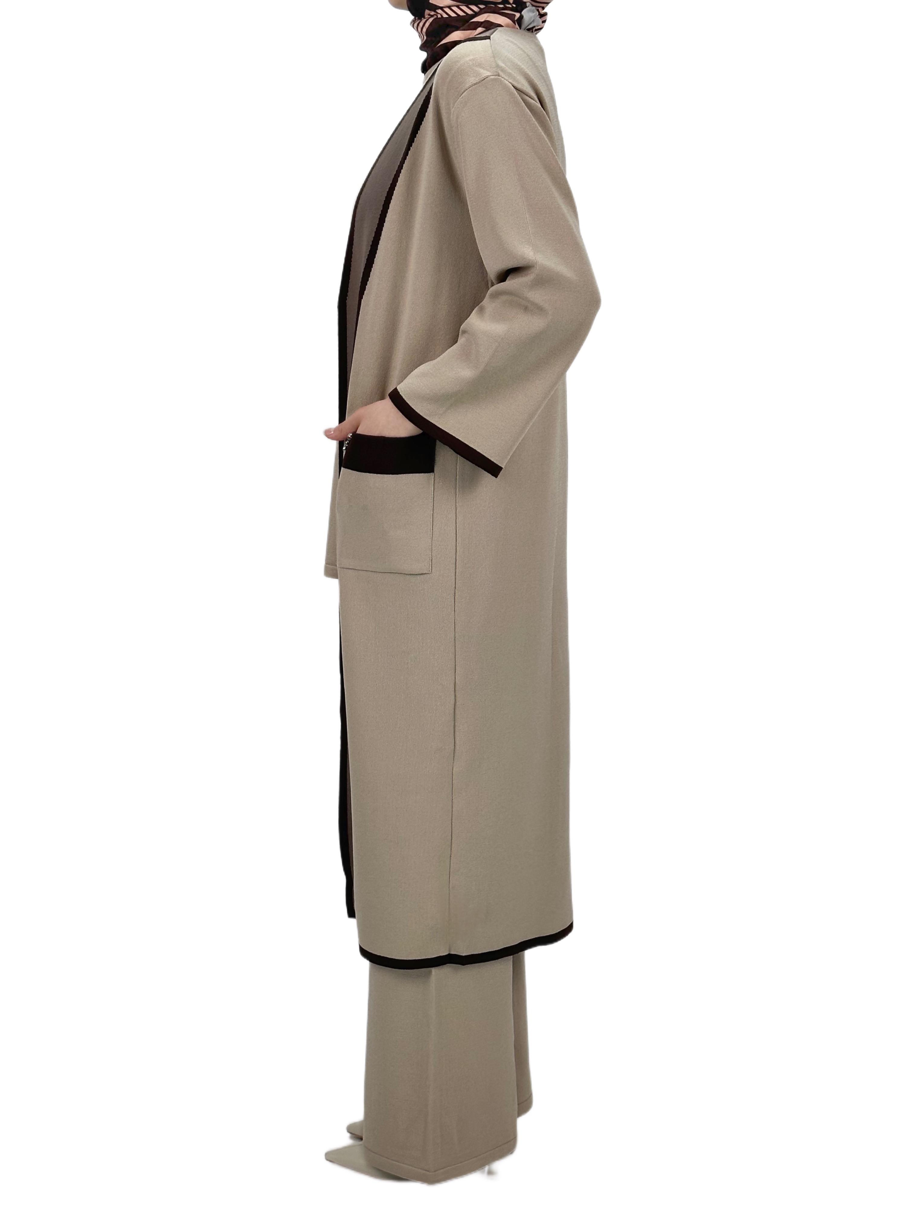 Merserize Triko Üçlü Takım Bej OTW2918