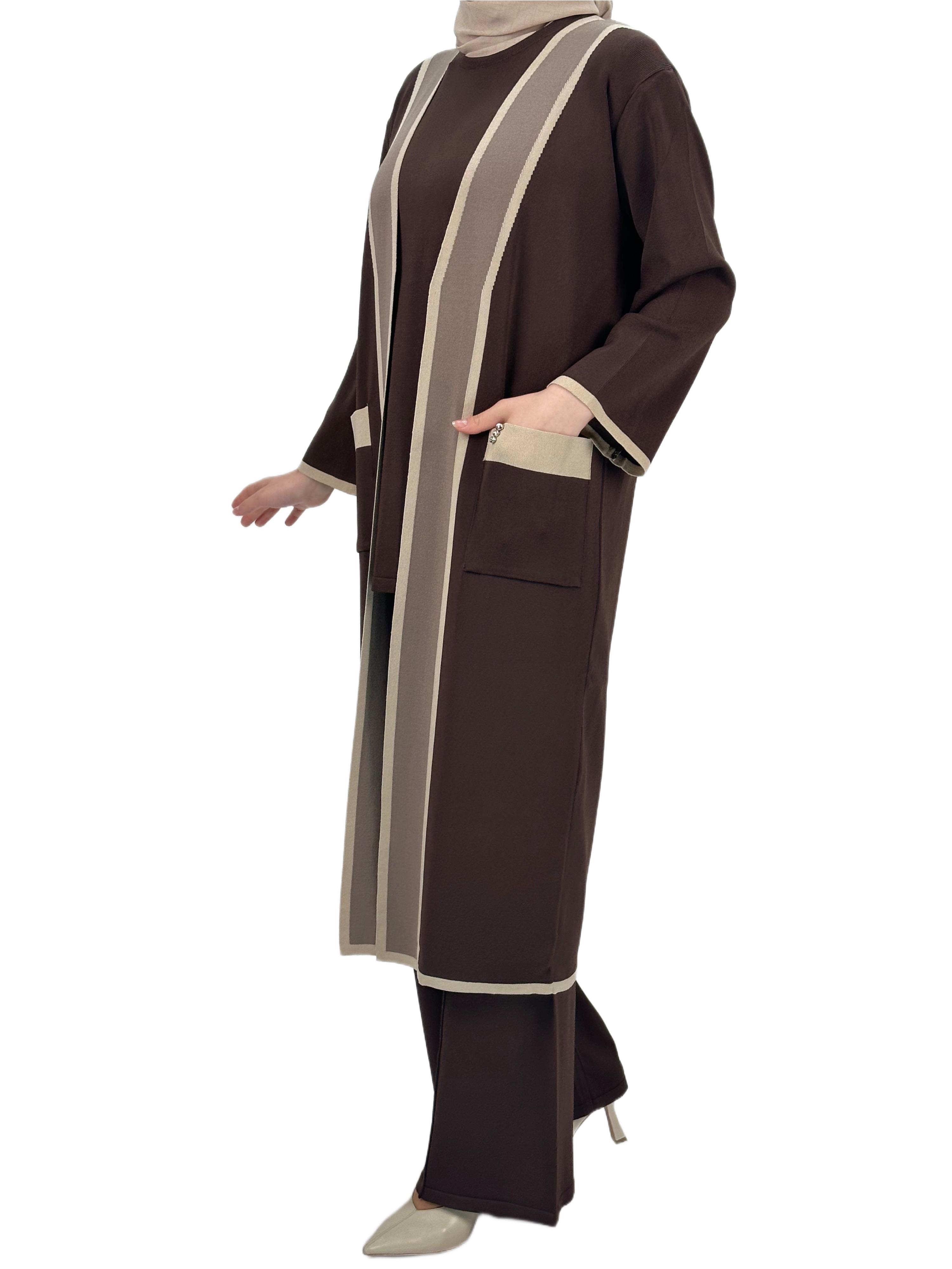 Merserize Triko Üçlü Takım Kahve OTW2918