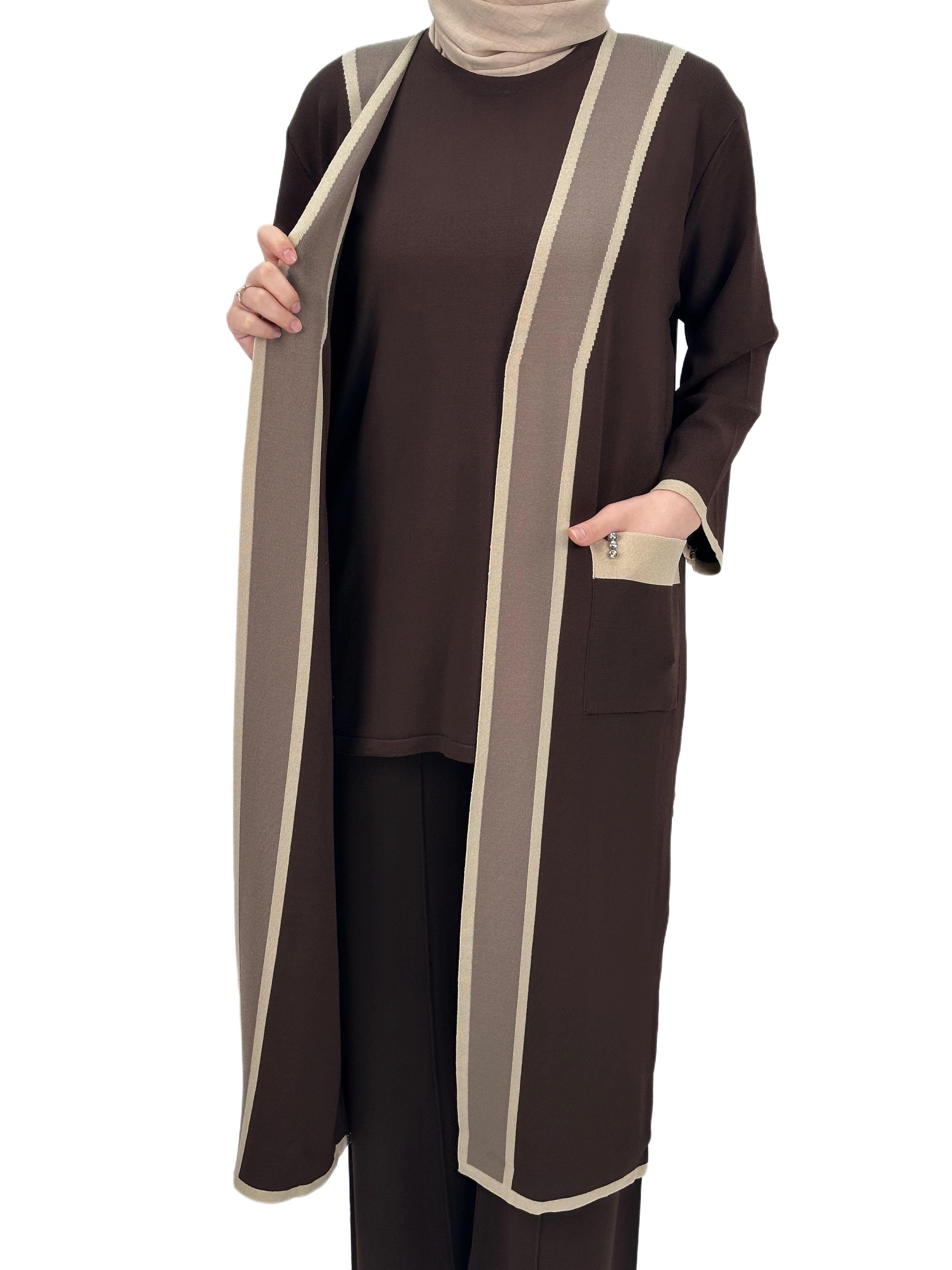 Merserize Triko Üçlü Takım Kahve OTW2918