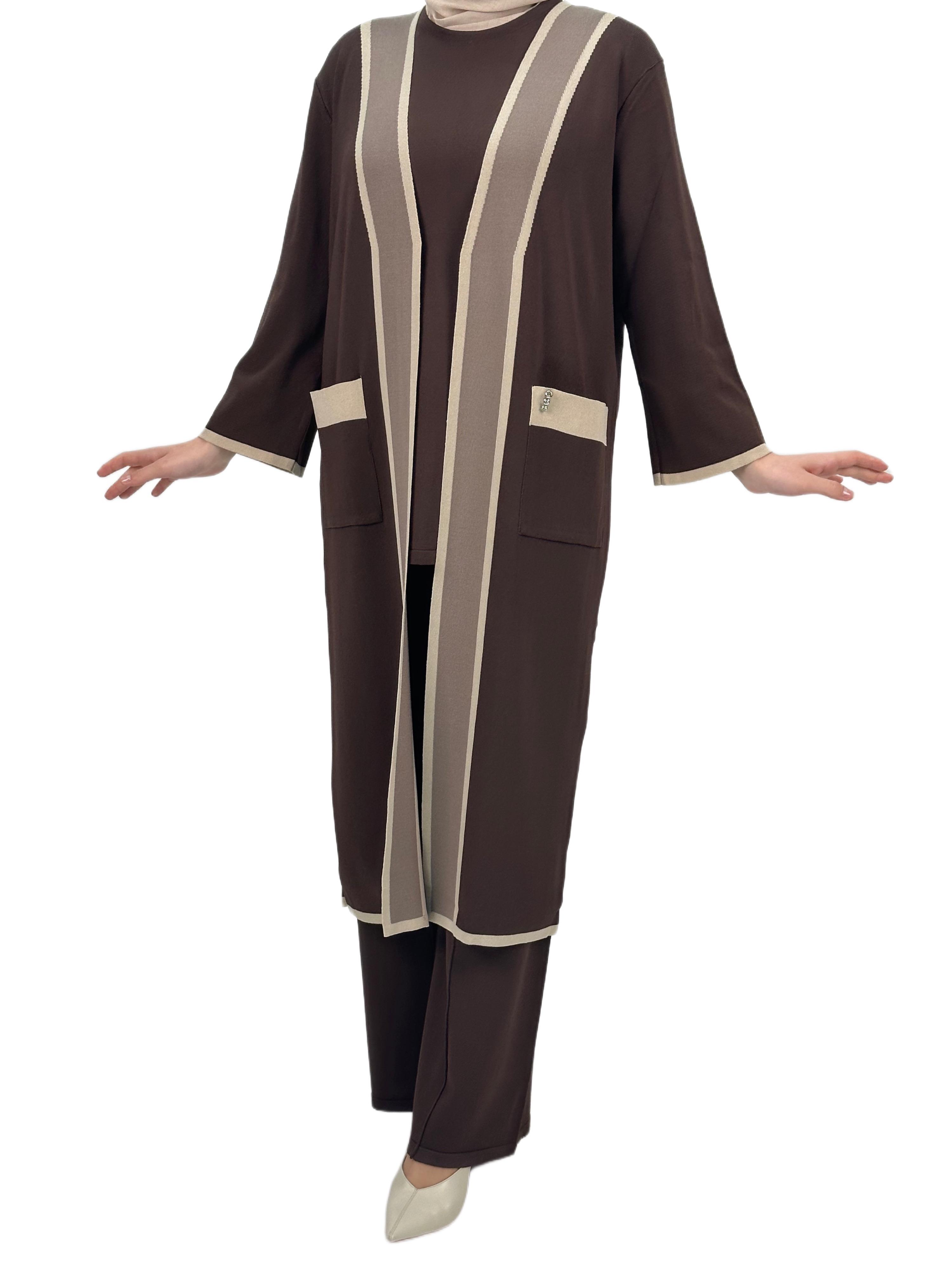 Merserize Triko Üçlü Takım Kahve OTW2918