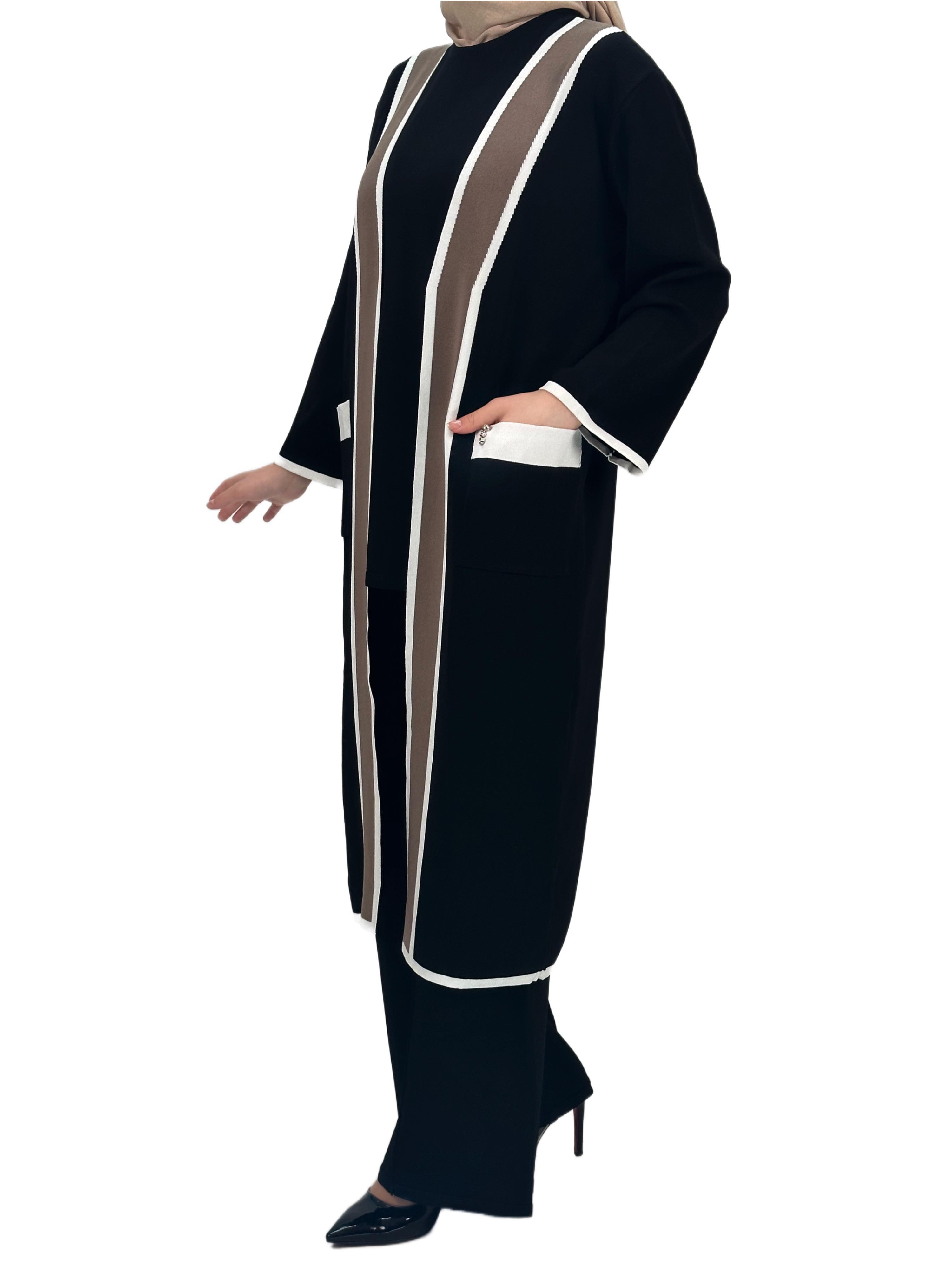 Merserize Triko Üçlü Takım Siyah OTW2918