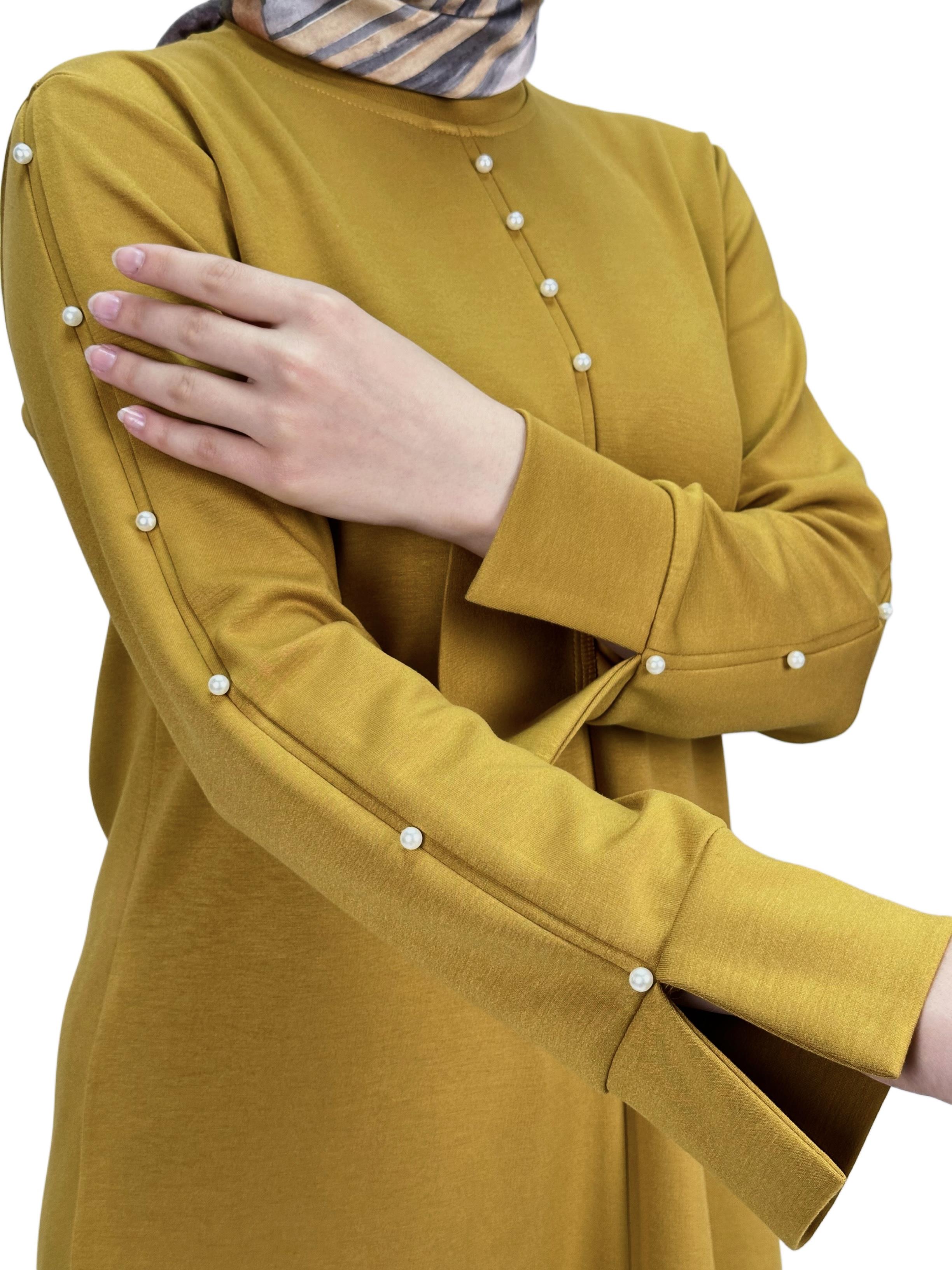 Modal İncili Tunik Hardal OTW2118