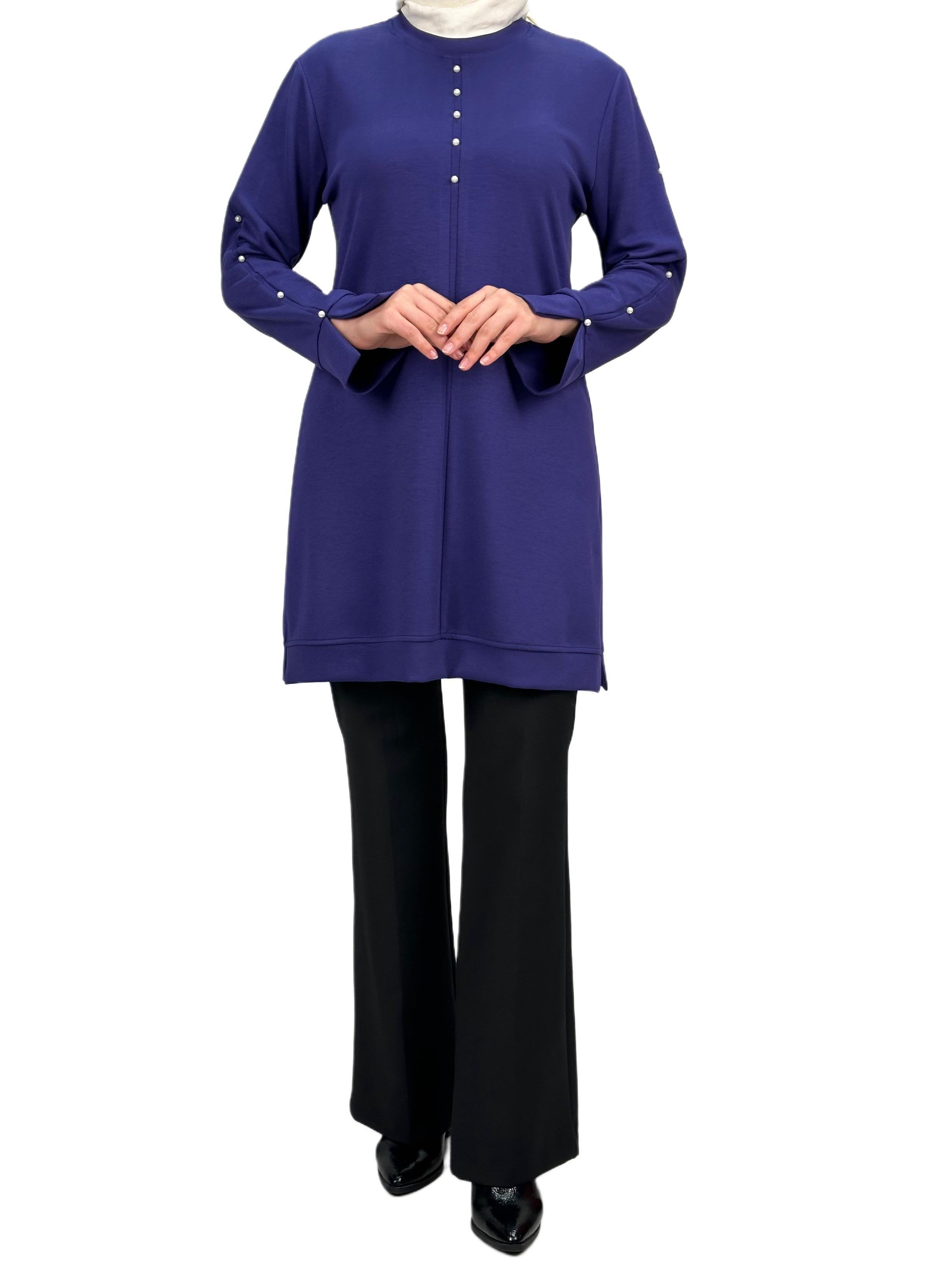 Modal İncili Tunik Mor OTW2118