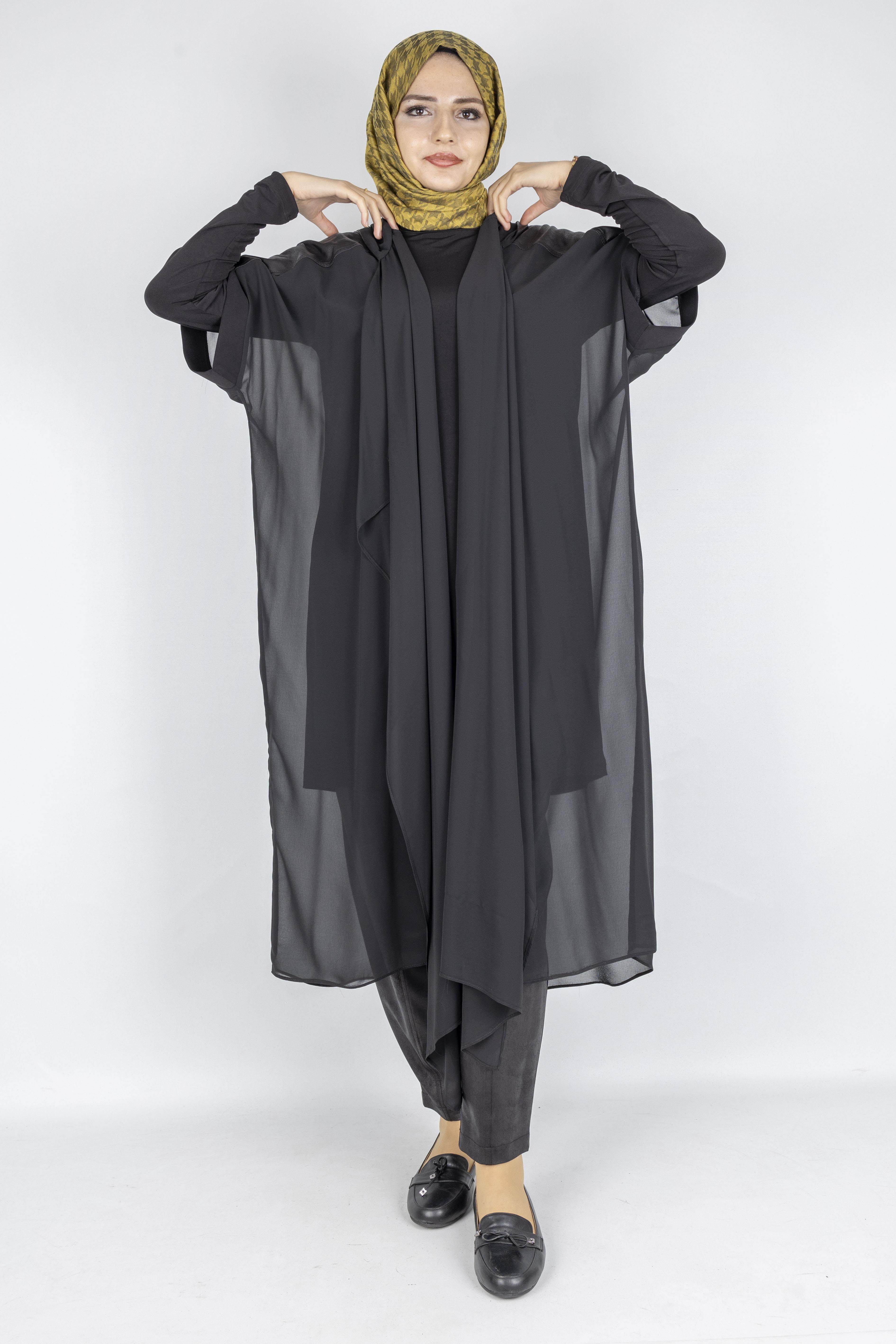 Modern Şifon Üçlü Takım Siyah OTW25610