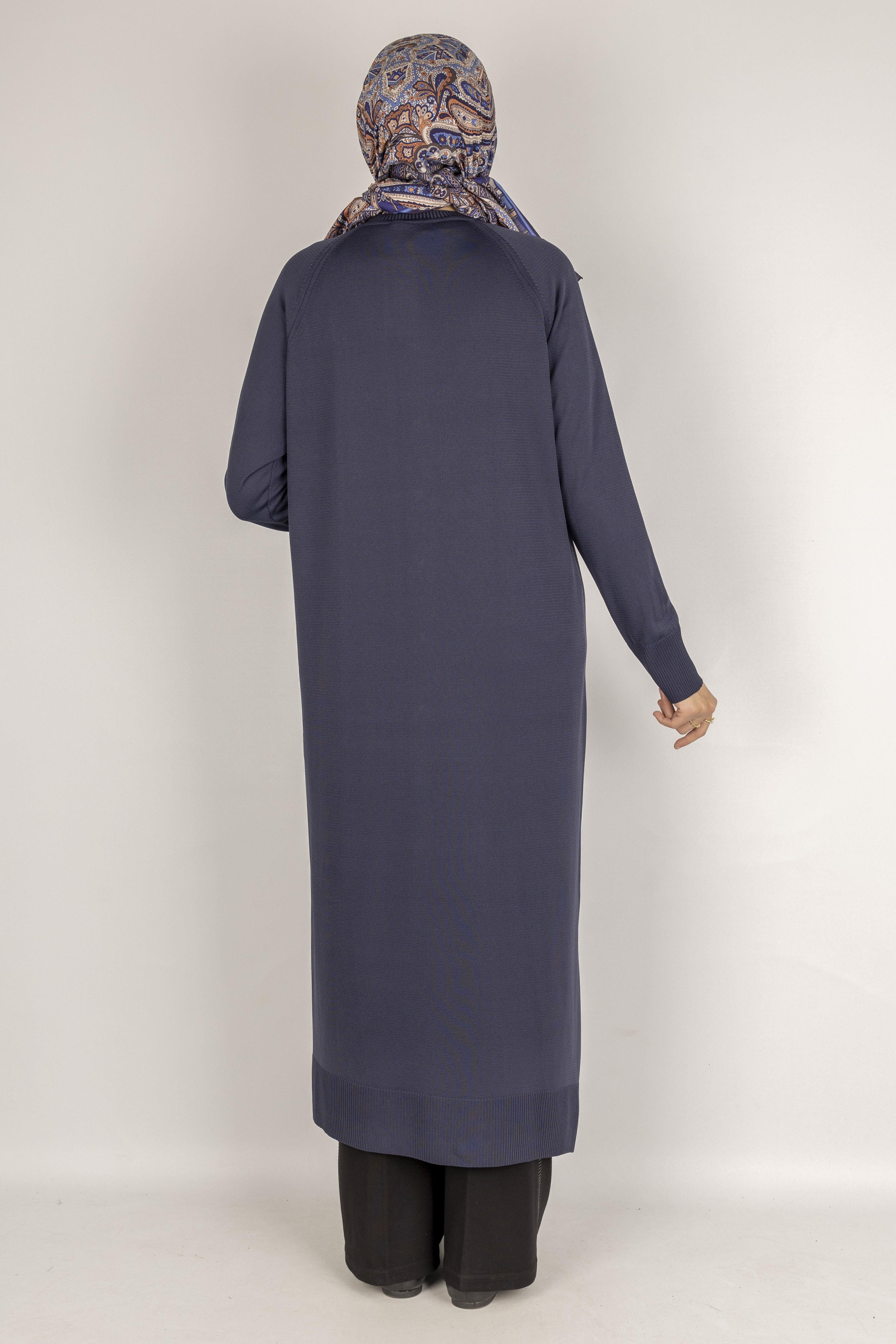 Örgü Desenli Merserize Hırka Lacivert OTW1037