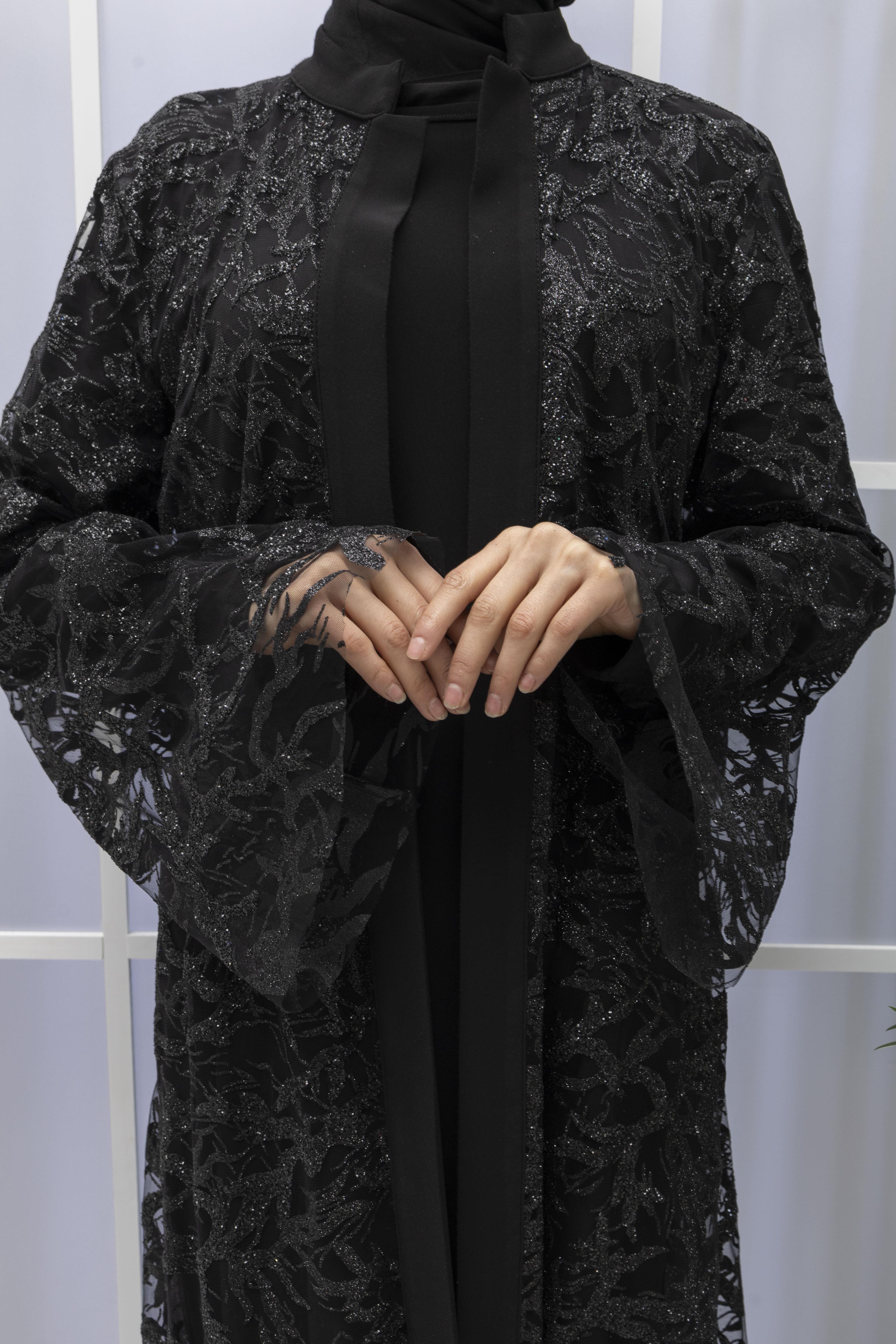 ORHAN SİMLİ ABAYA ŞIK TAKIM Siyah OTW1894