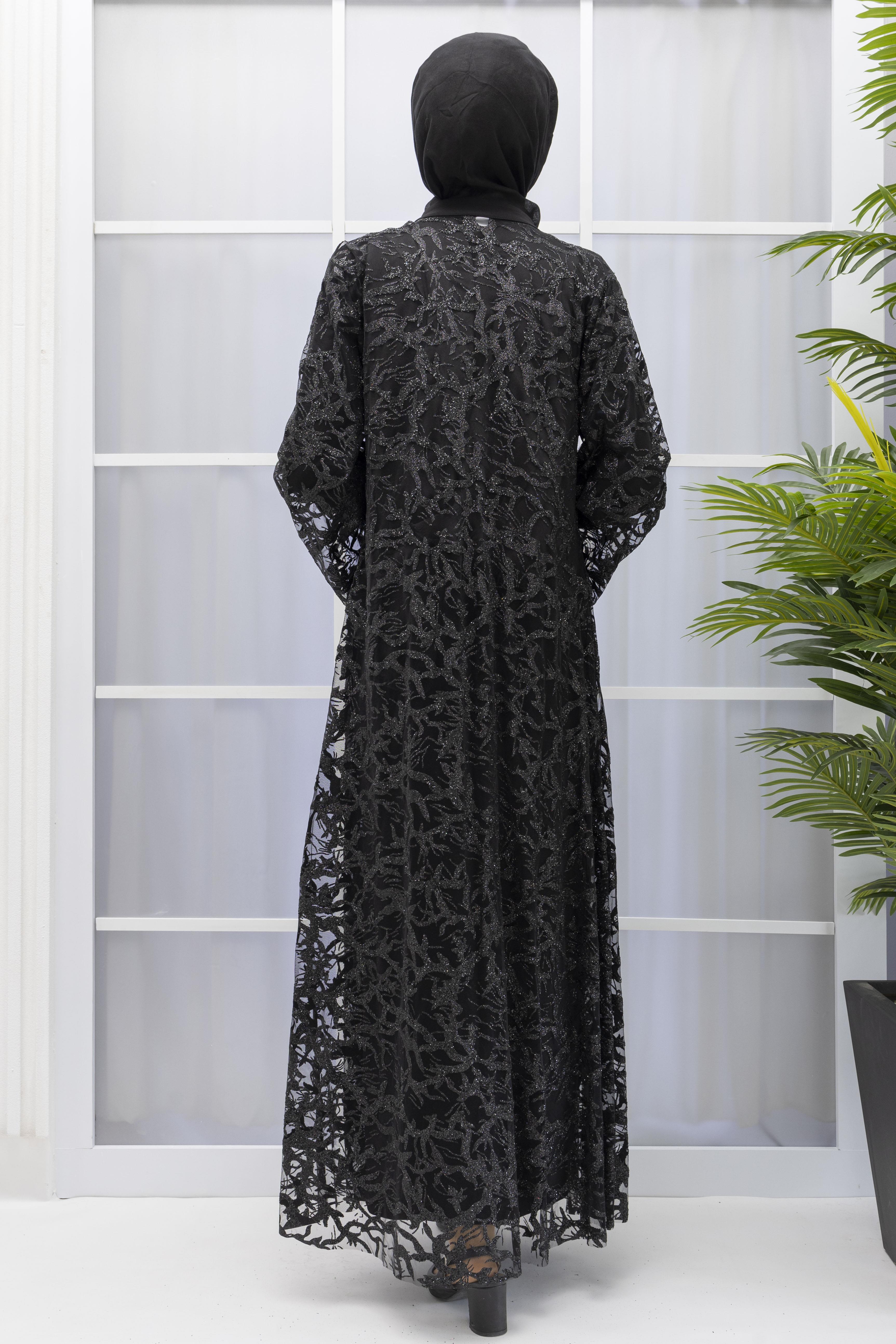 ORHAN SİMLİ ABAYA ŞIK TAKIM Siyah OTW1894