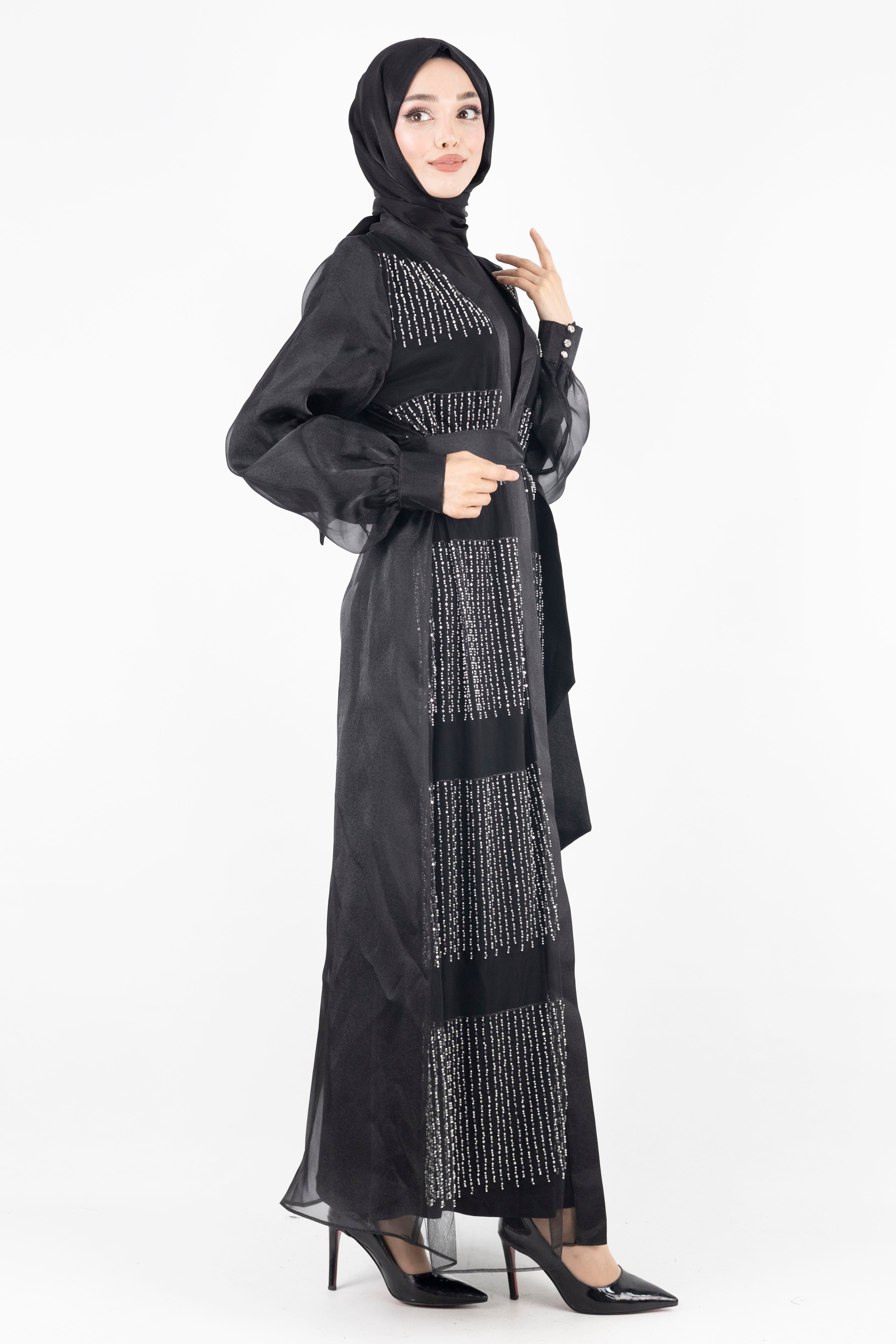 Orhan Store Abaya Takım Siyah OTW2614