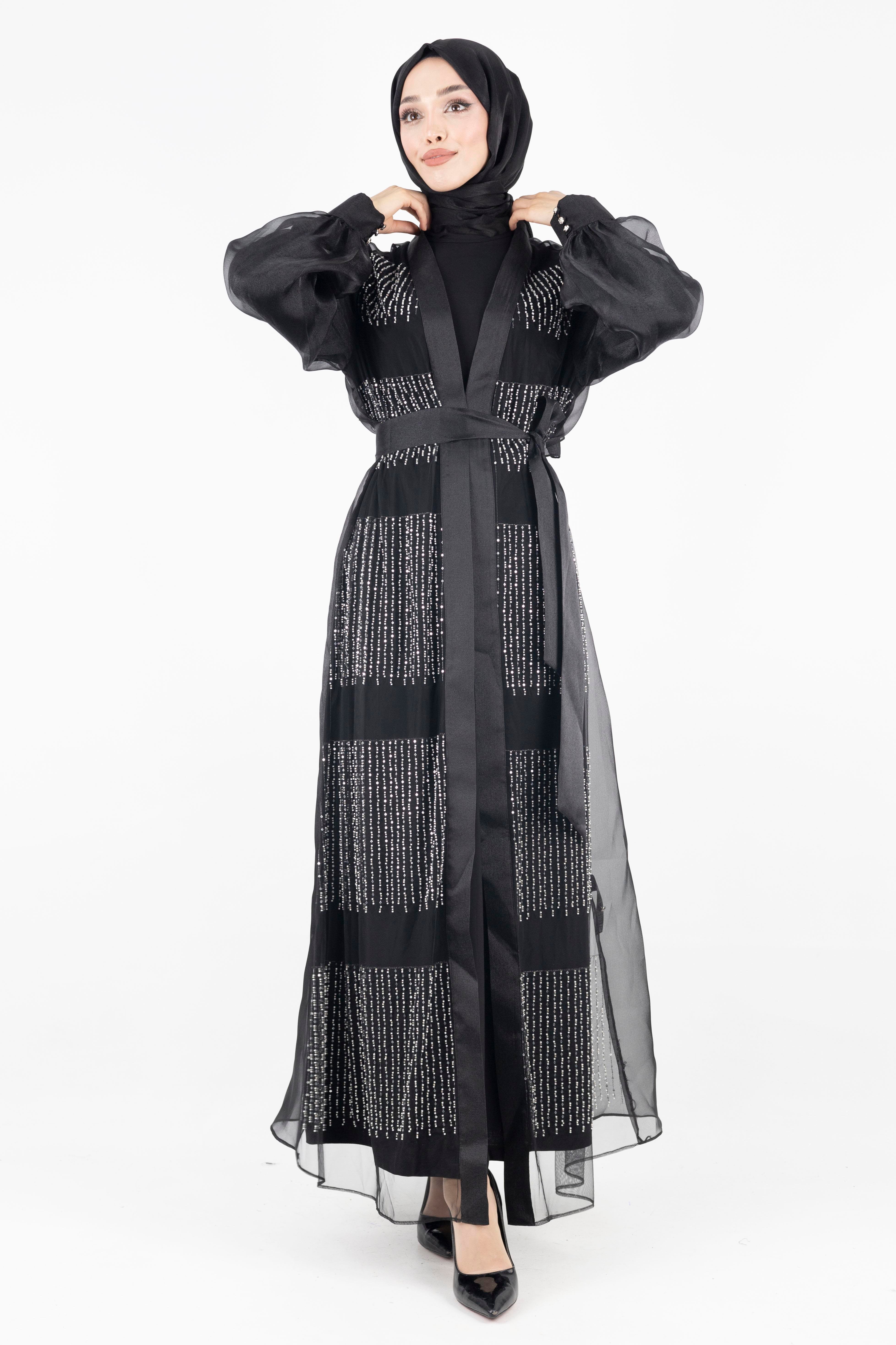 Orhan Store Abaya Takım Siyah OTW2614