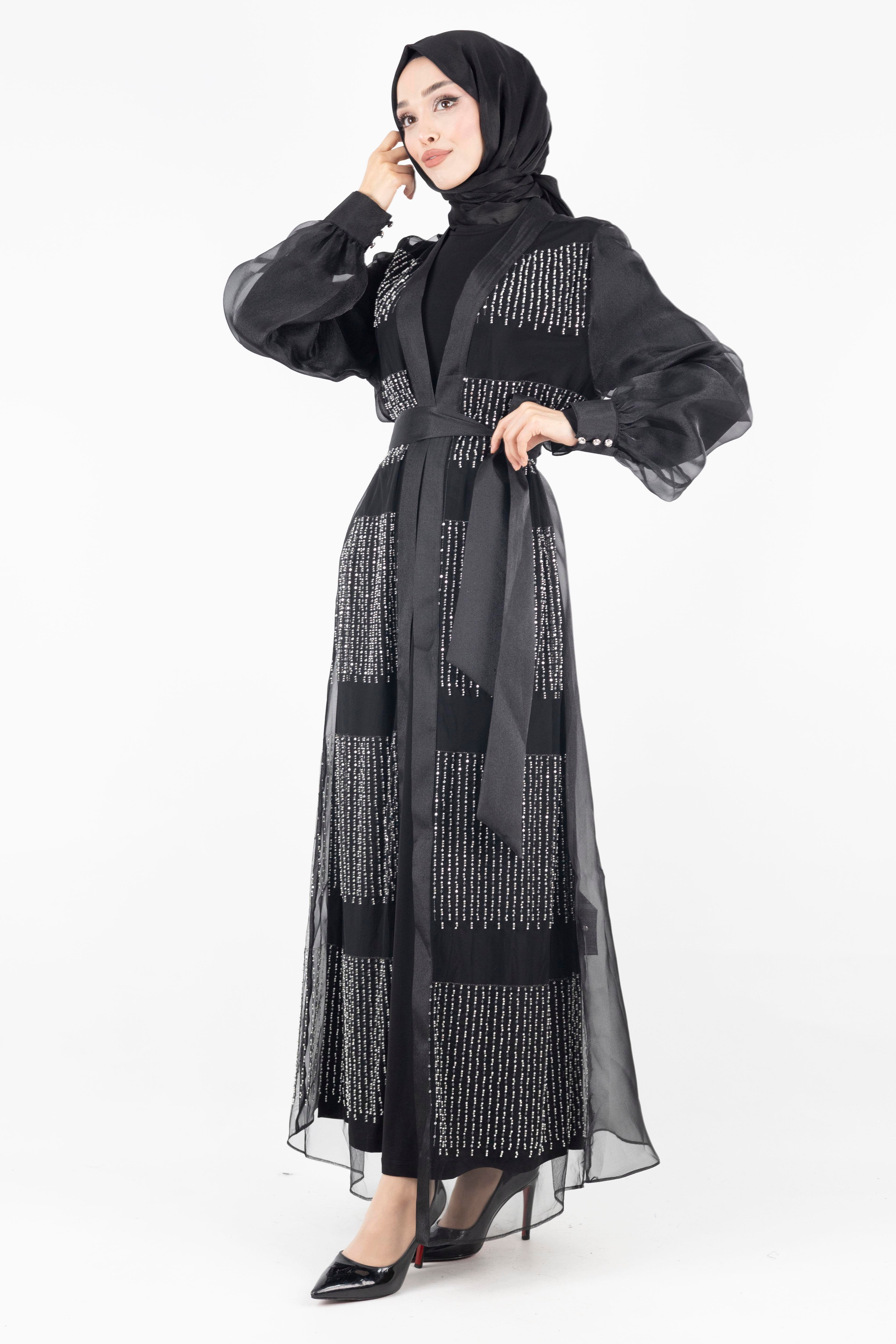 Orhan Store Abaya Takım Siyah OTW2614
