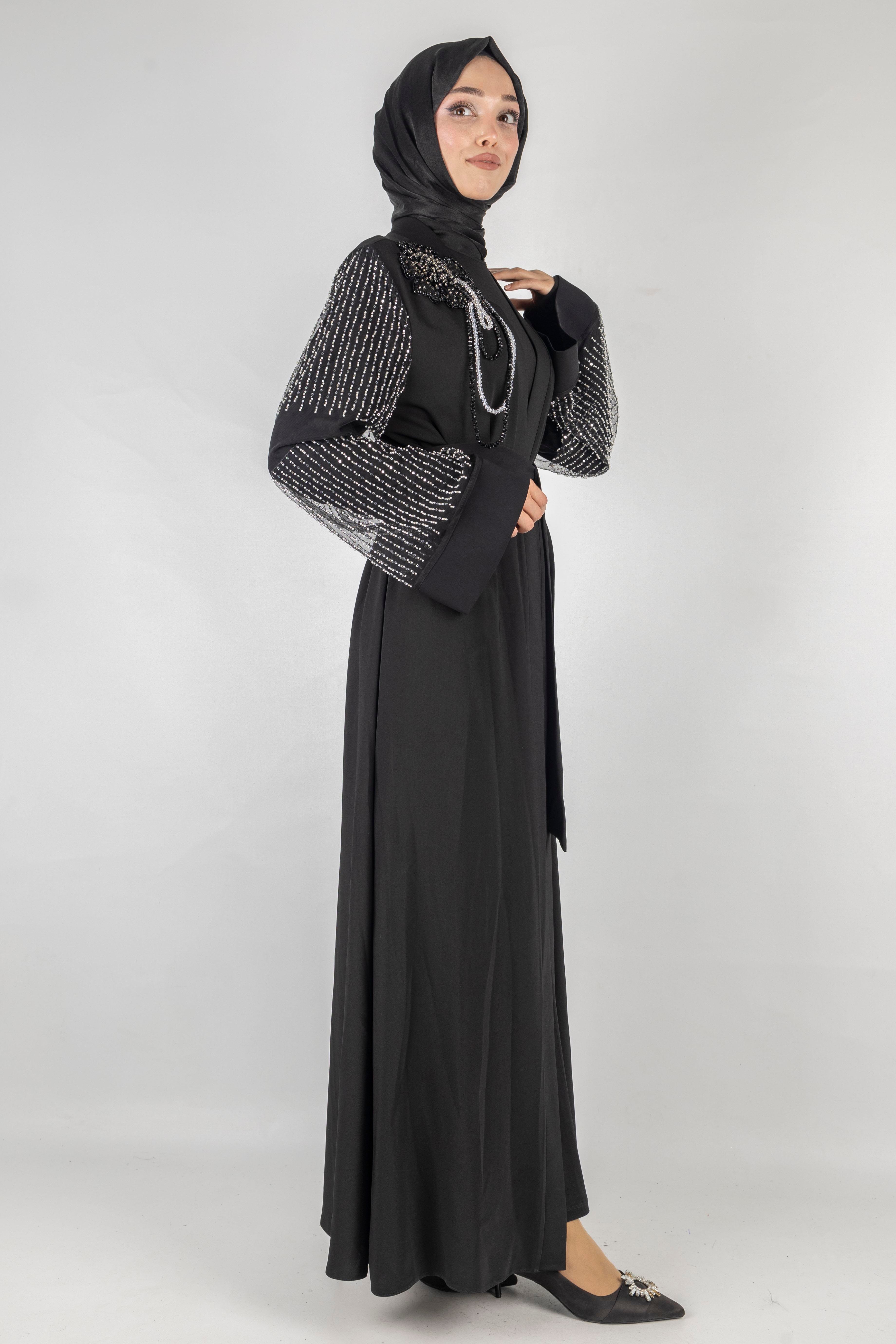 Orhan Store Abaya Takım Siyah-Siyah OTW2588