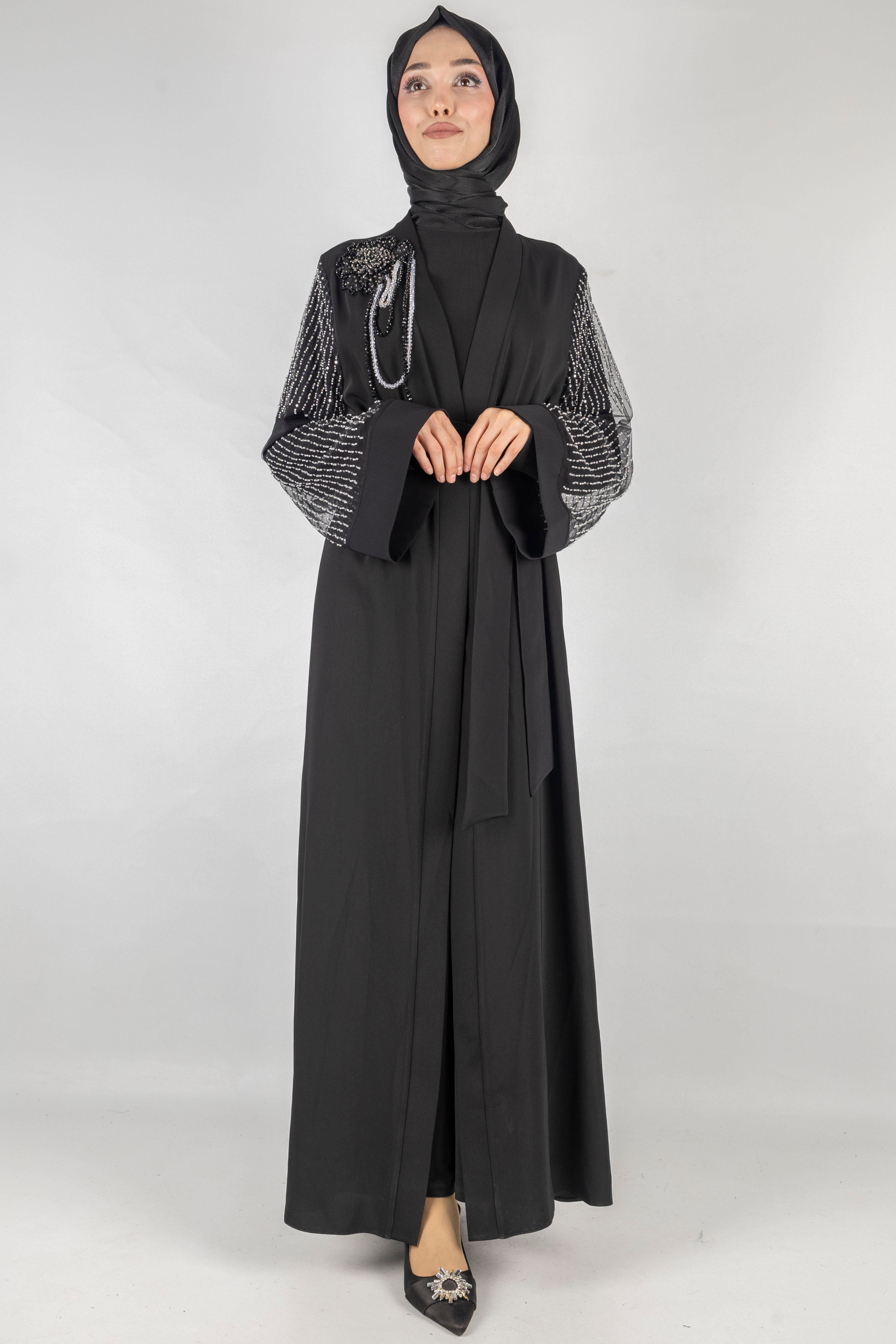 Orhan Store Abaya Takım Siyah-Siyah OTW2588