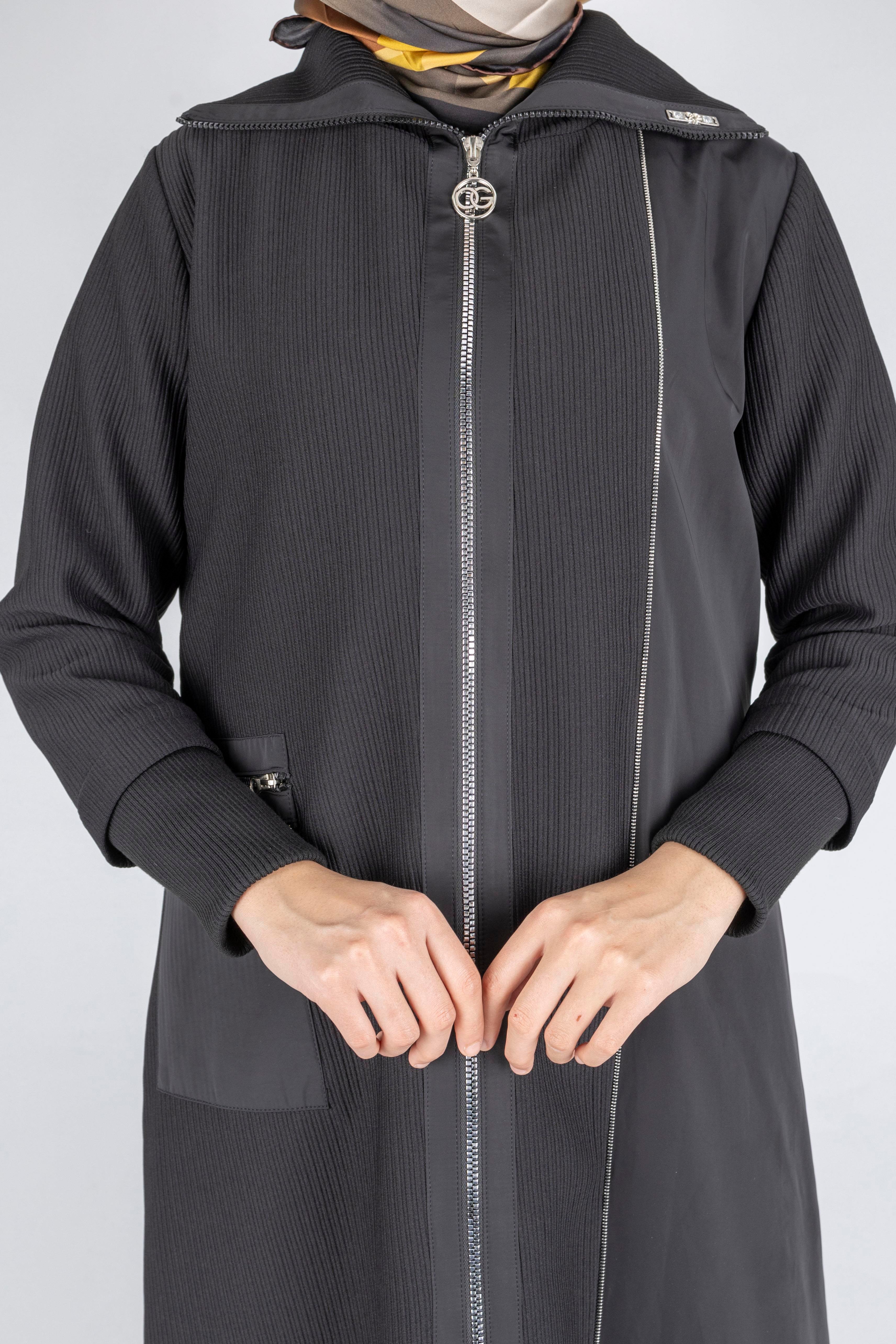 Orhan Store Astarlı Paraşüt Detaylı Tesettür Kap Siyah OTW1582