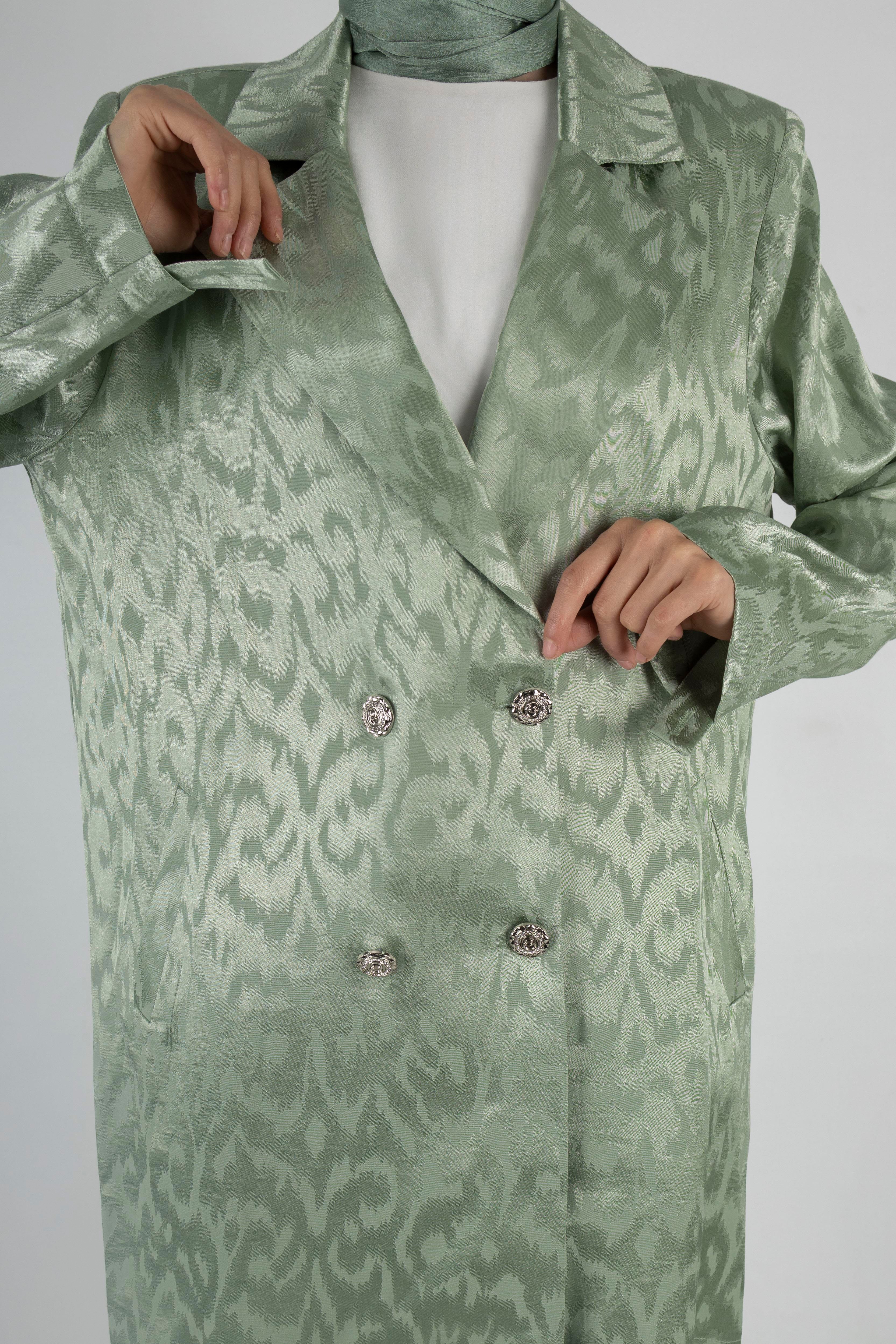 Orhan Store Astarsız Jakar Blazer Takım Mint OTW2616