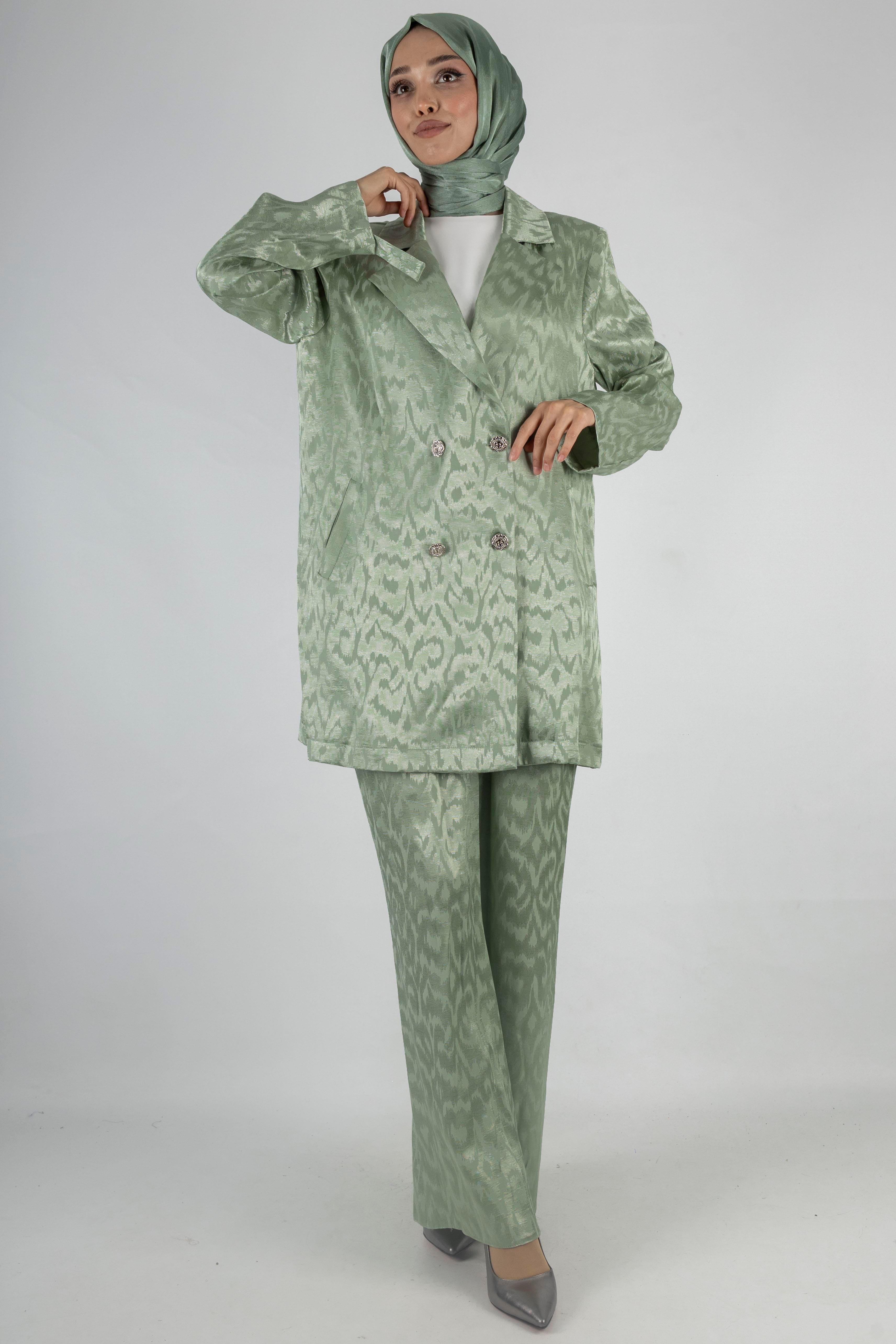 Orhan Store Astarsız Jakar Blazer Takım Mint OTW2616