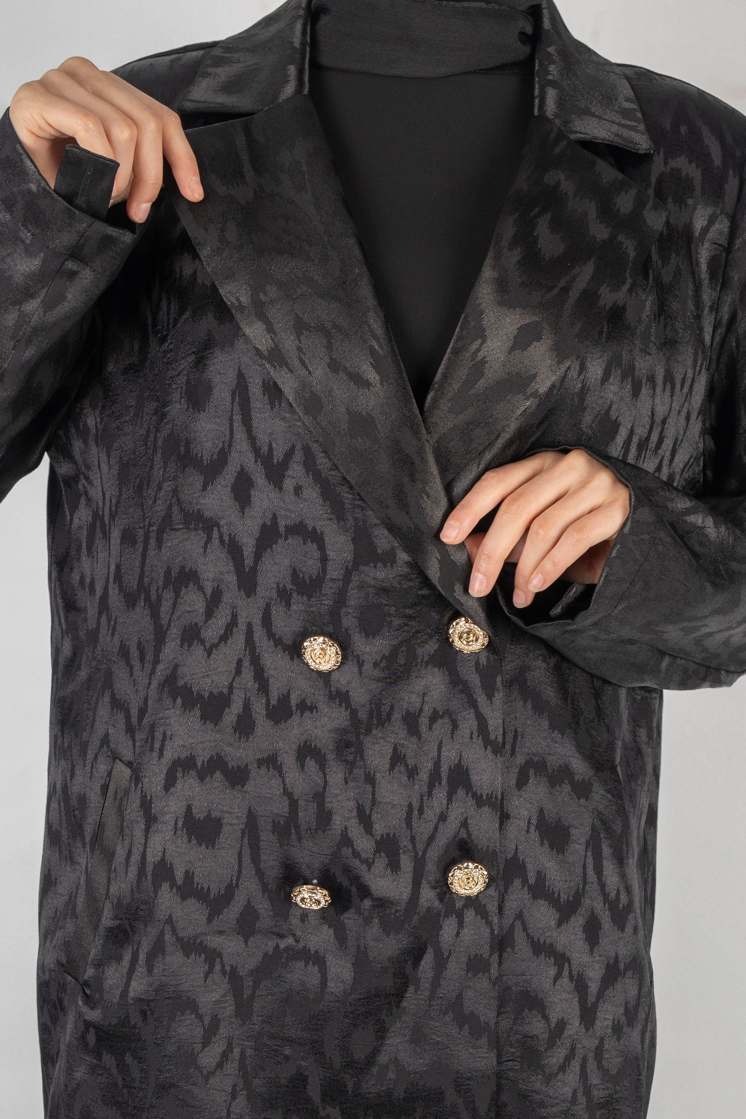 Orhan Store Astarsız Jakar Blazer Takım Siyah OTW2616