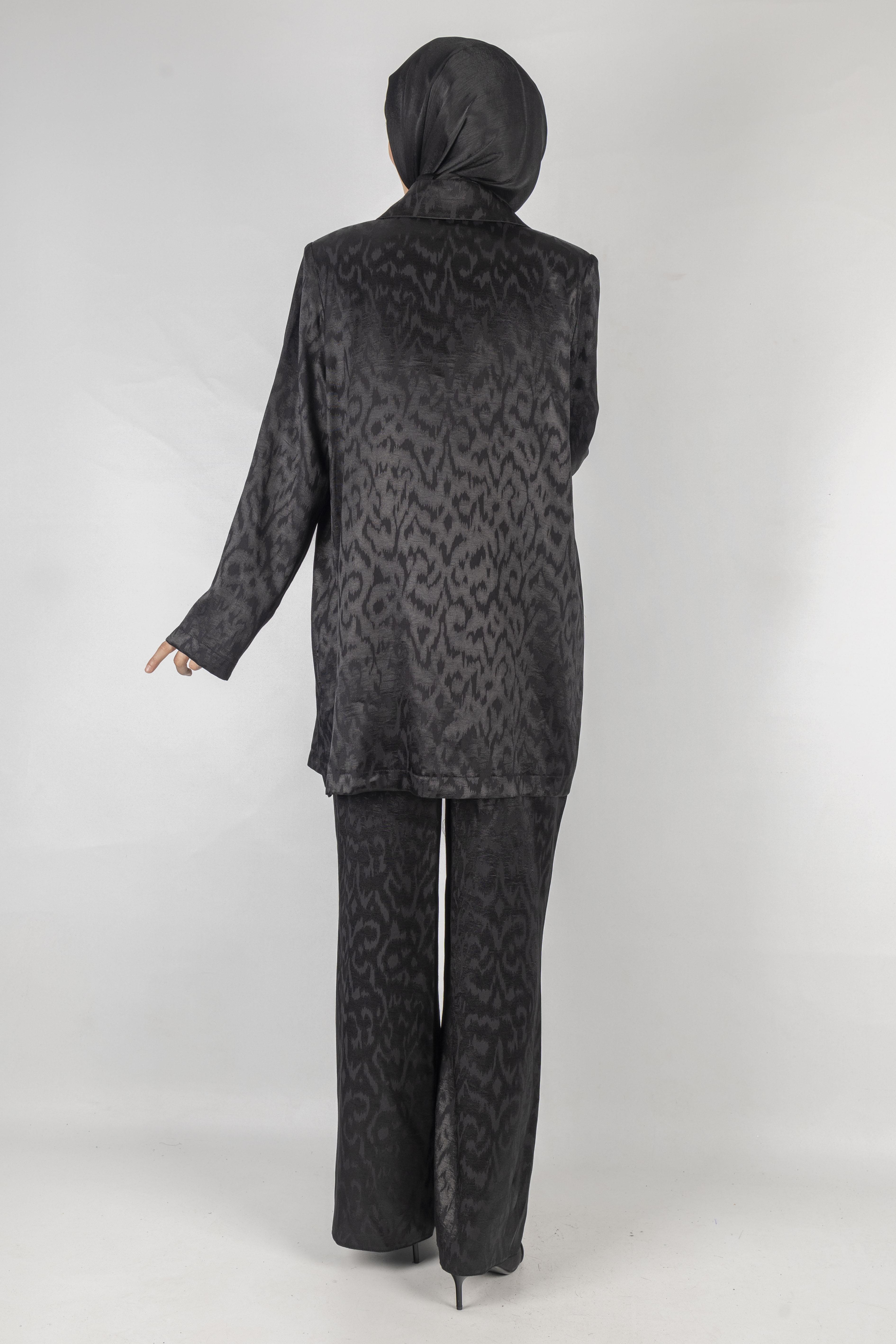 Orhan Store Astarsız Jakar Blazer Takım Siyah OTW2616