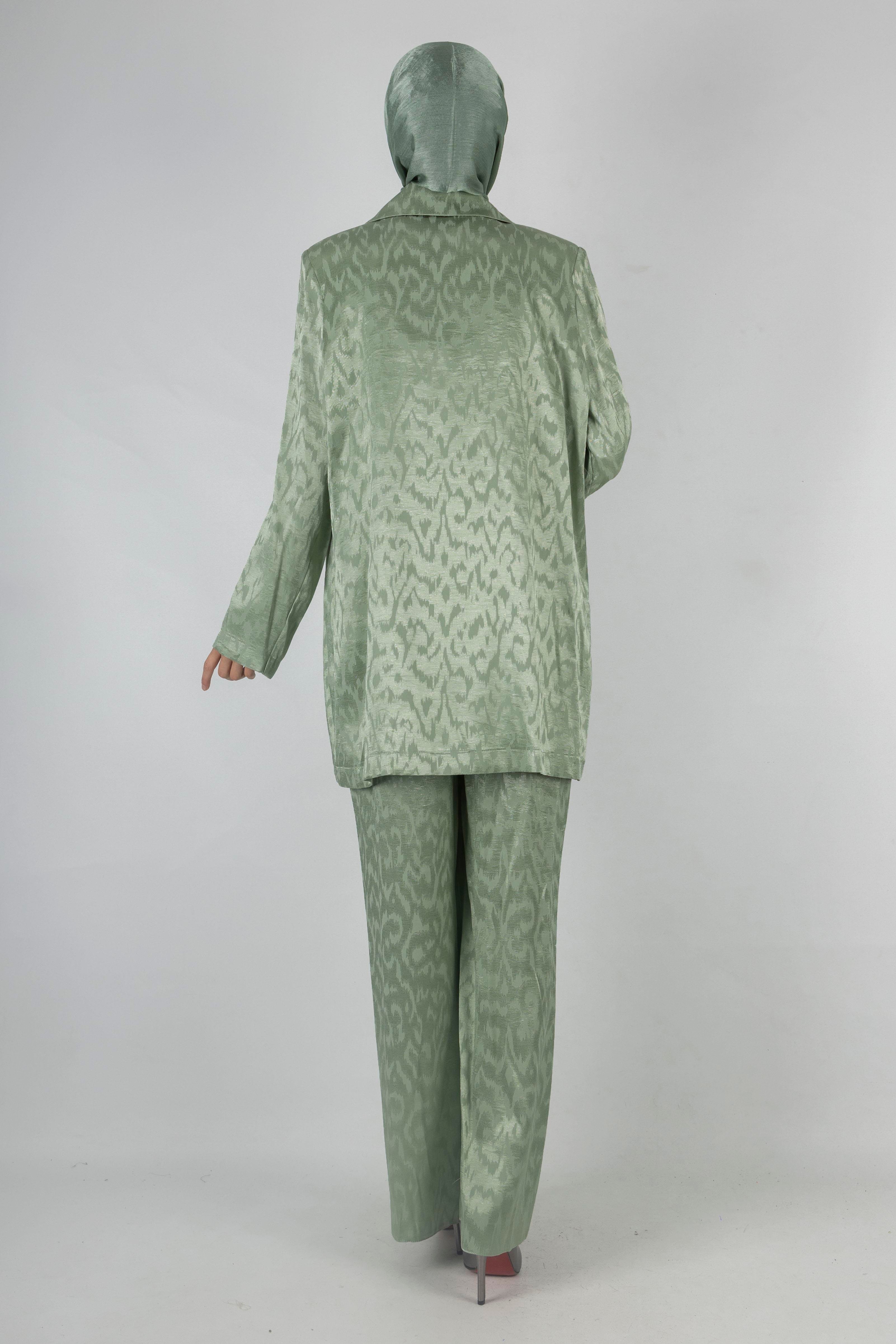 Orhan Store Astarsız Jakar Blazer Takım Mint OTW2616