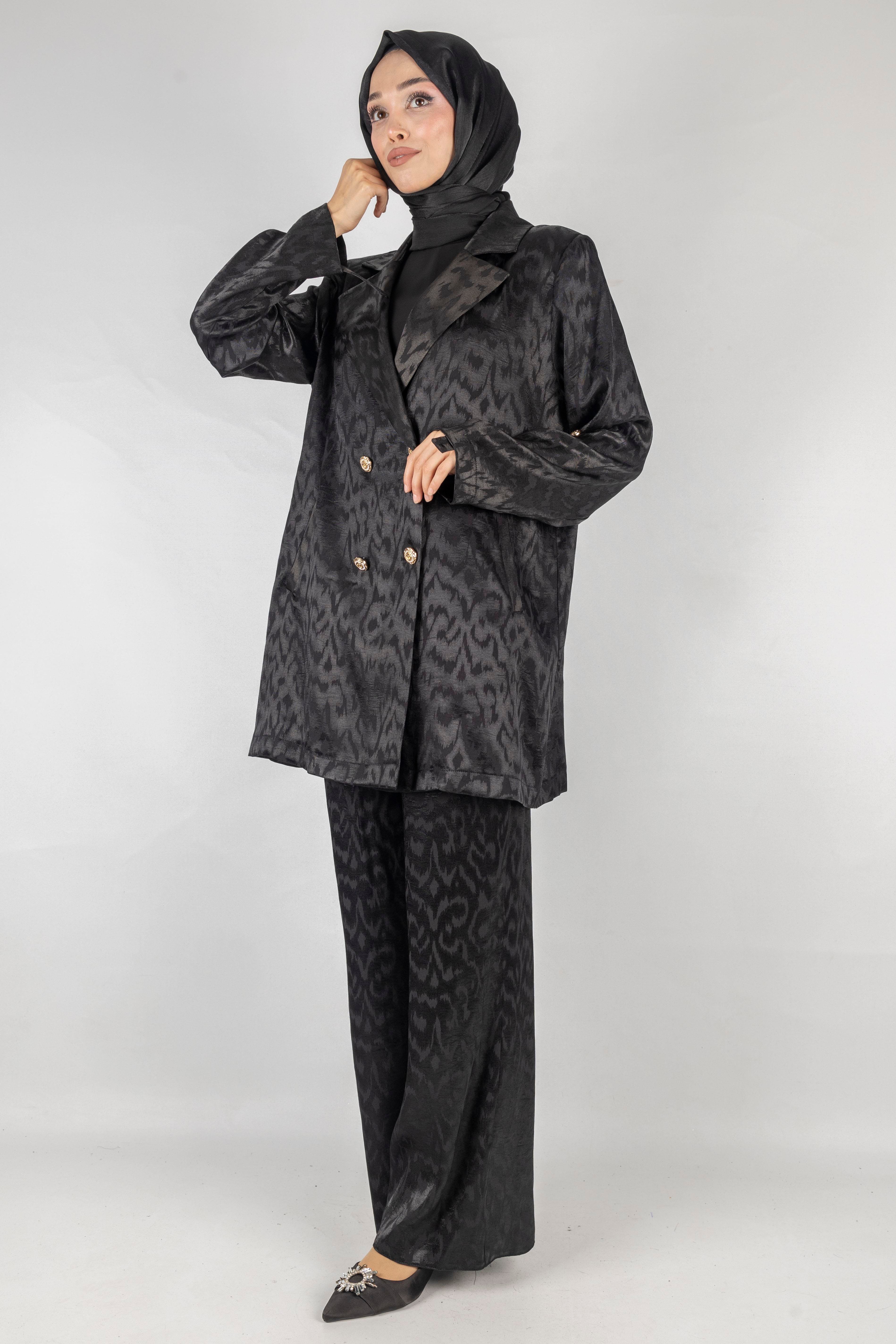 Orhan Store Astarsız Jakar Blazer Takım Siyah OTW2616