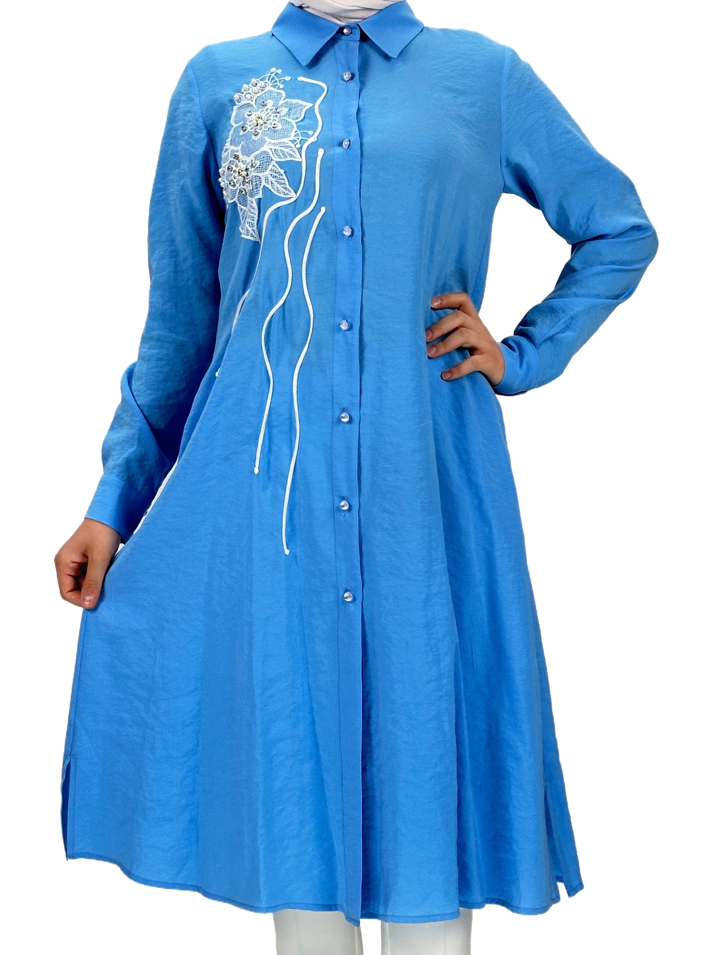 Orhan Store Boydan Düğmeli Tunik Mavi OTW1269