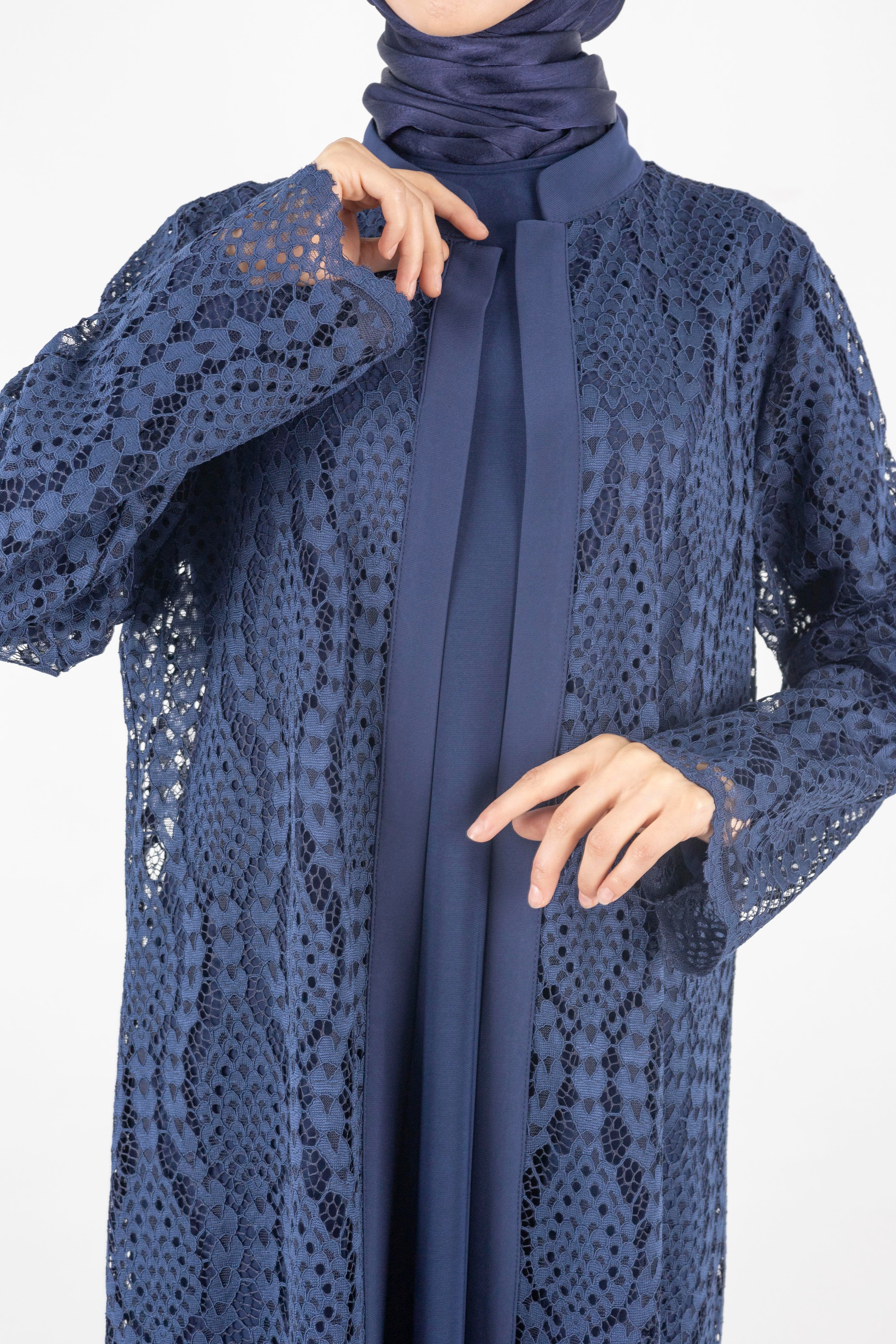 Orhan Store Büyük Beden  Abaya Takım Lacivert OTW2479