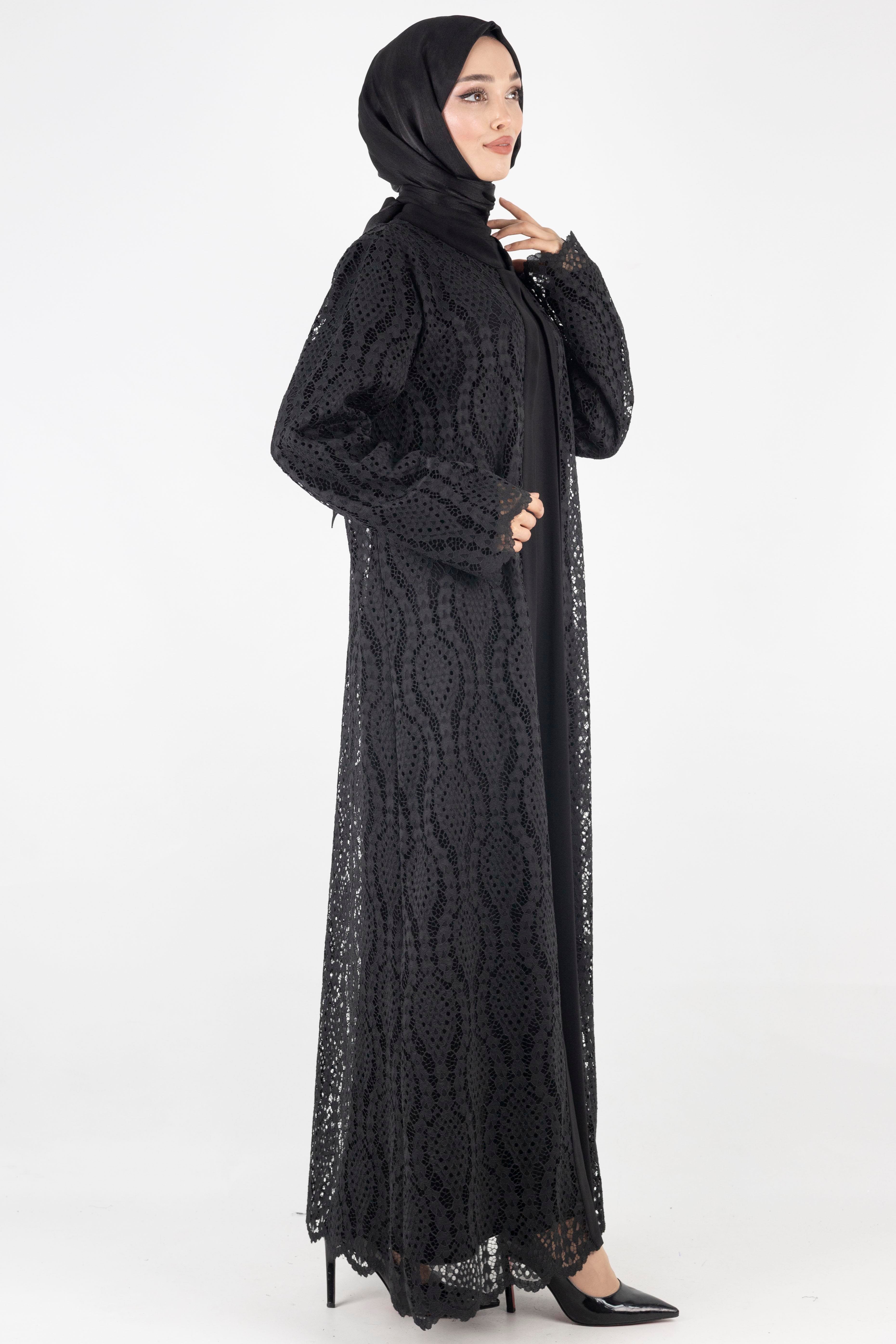 Orhan Store Büyük Beden  Abaya Takım Siyah OTW2479