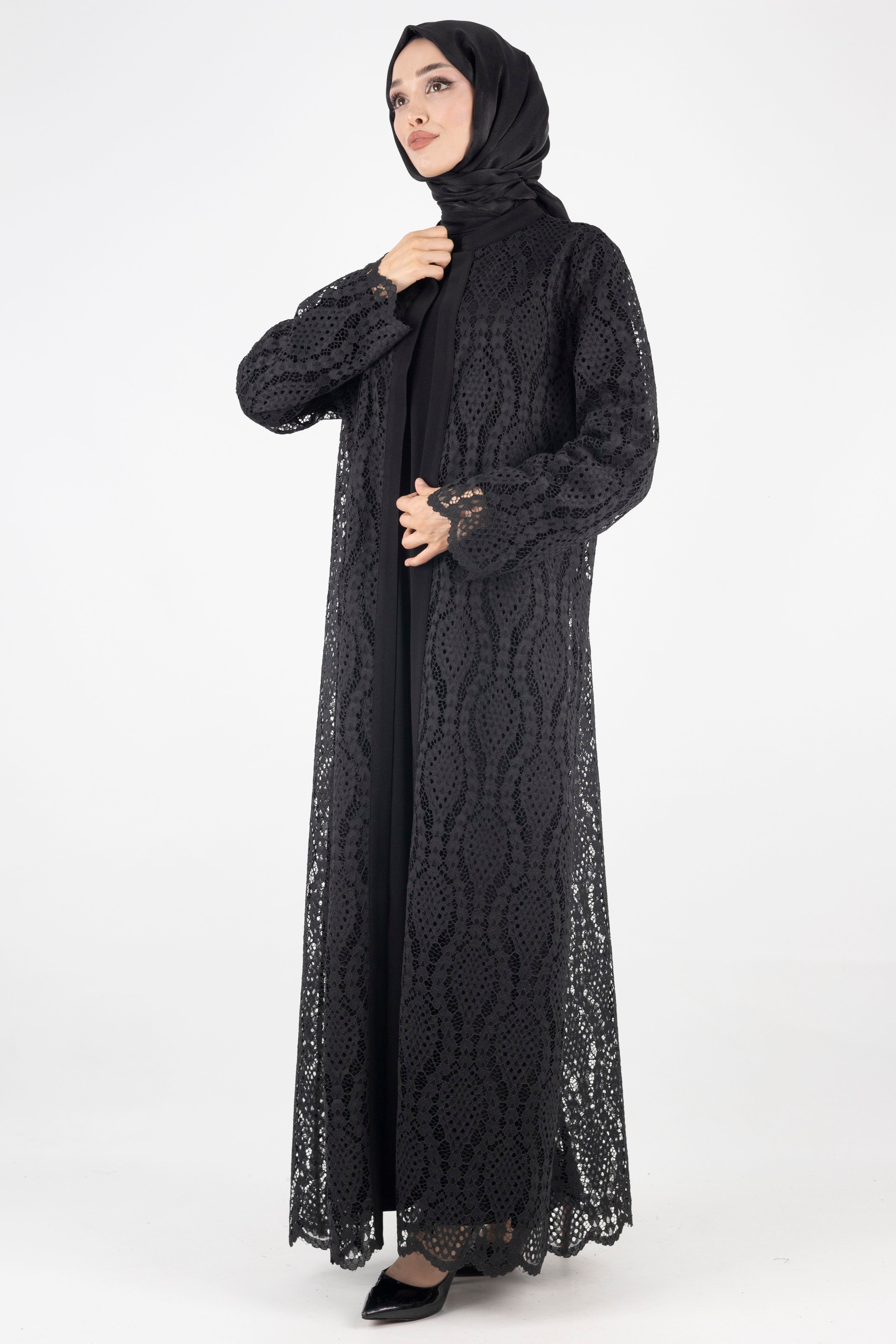 Orhan Store Büyük Beden  Abaya Takım Siyah OTW2479