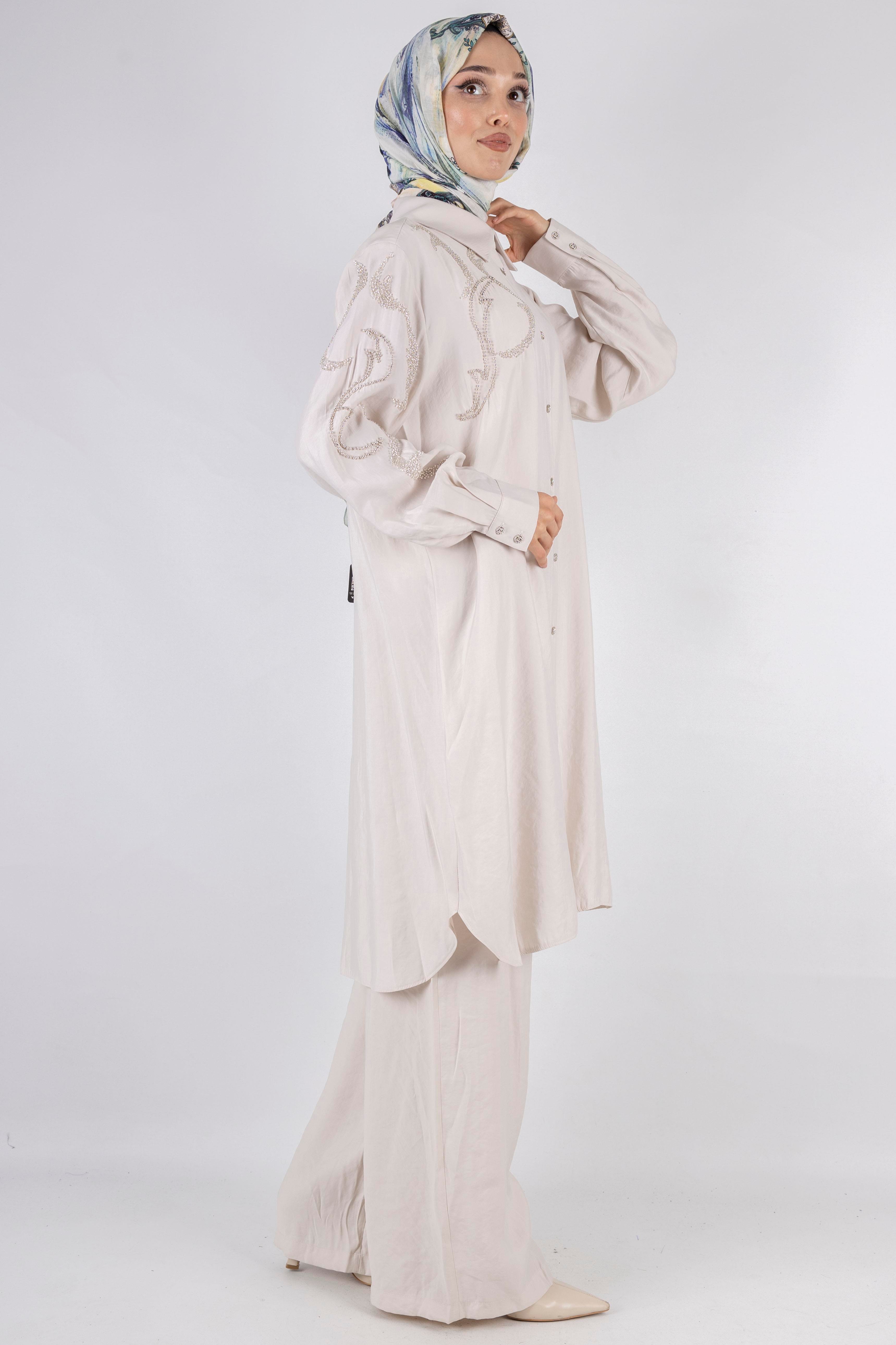 Orhan Store Büyük Beden Pantolonlu Takım Taş OTW2490