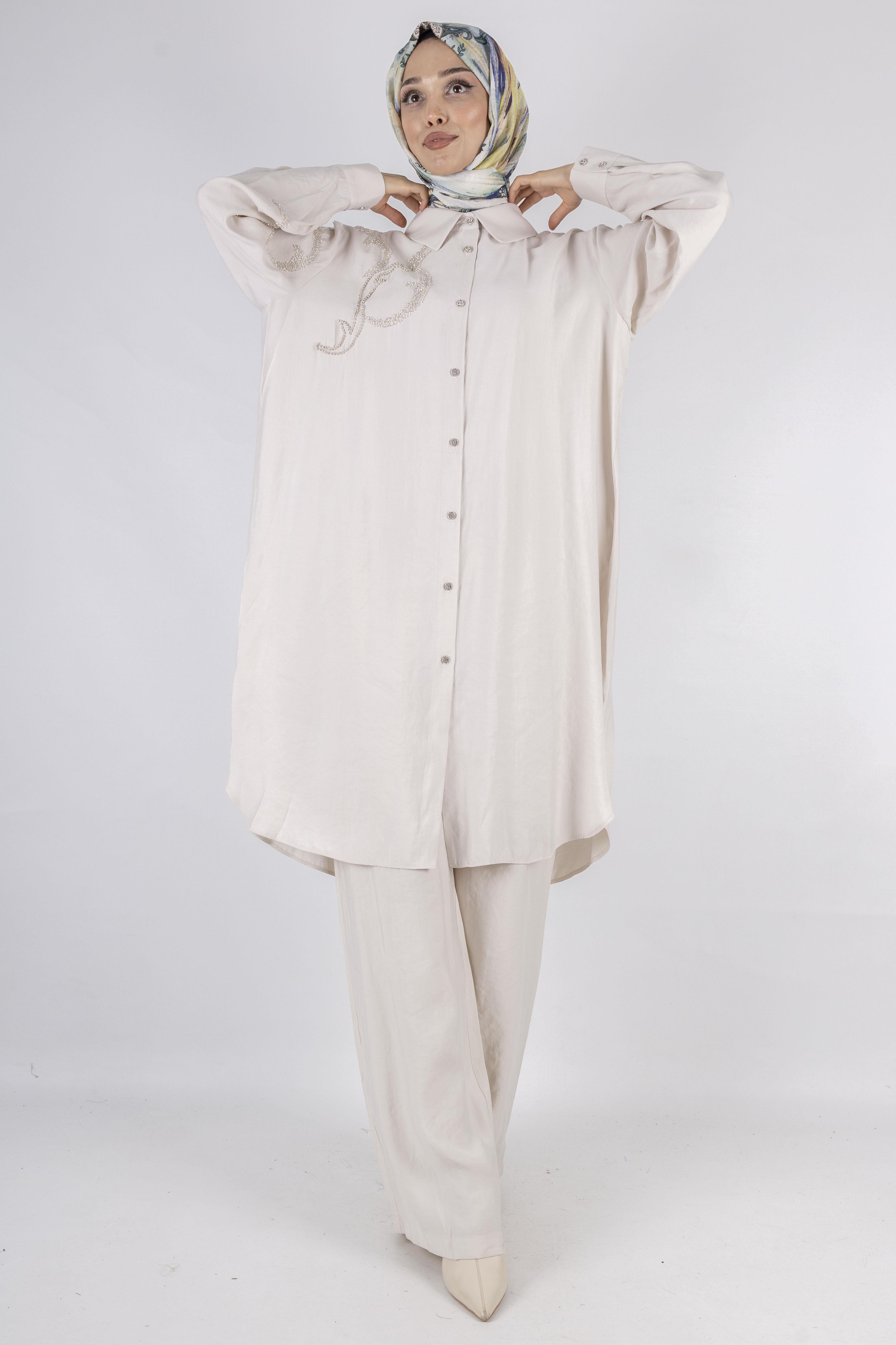 Orhan Store Büyük Beden Pantolonlu Takım Taş OTW2490