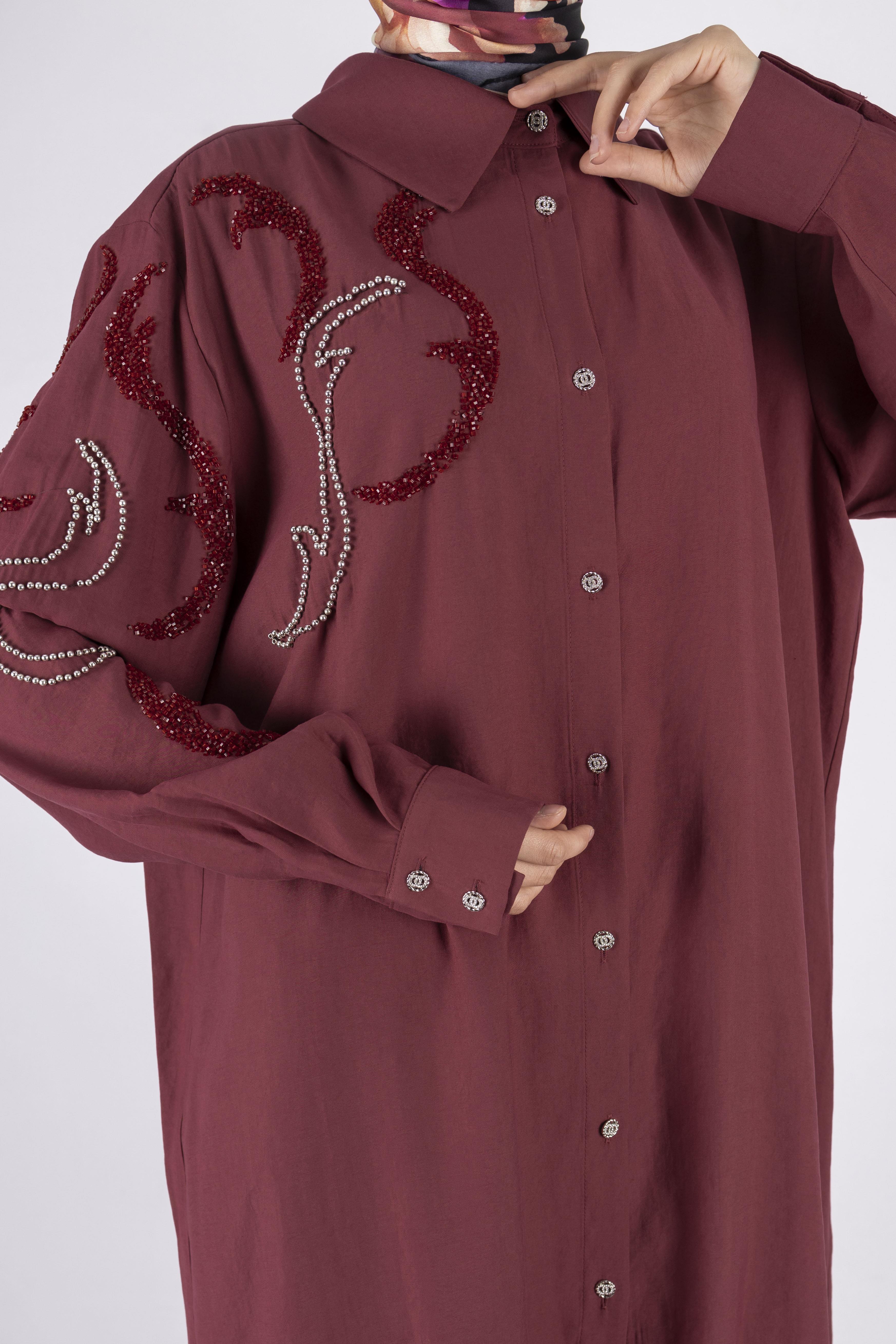 Orhan Store Büyük Beden Pantolonlu Takım Bordo OTW2490