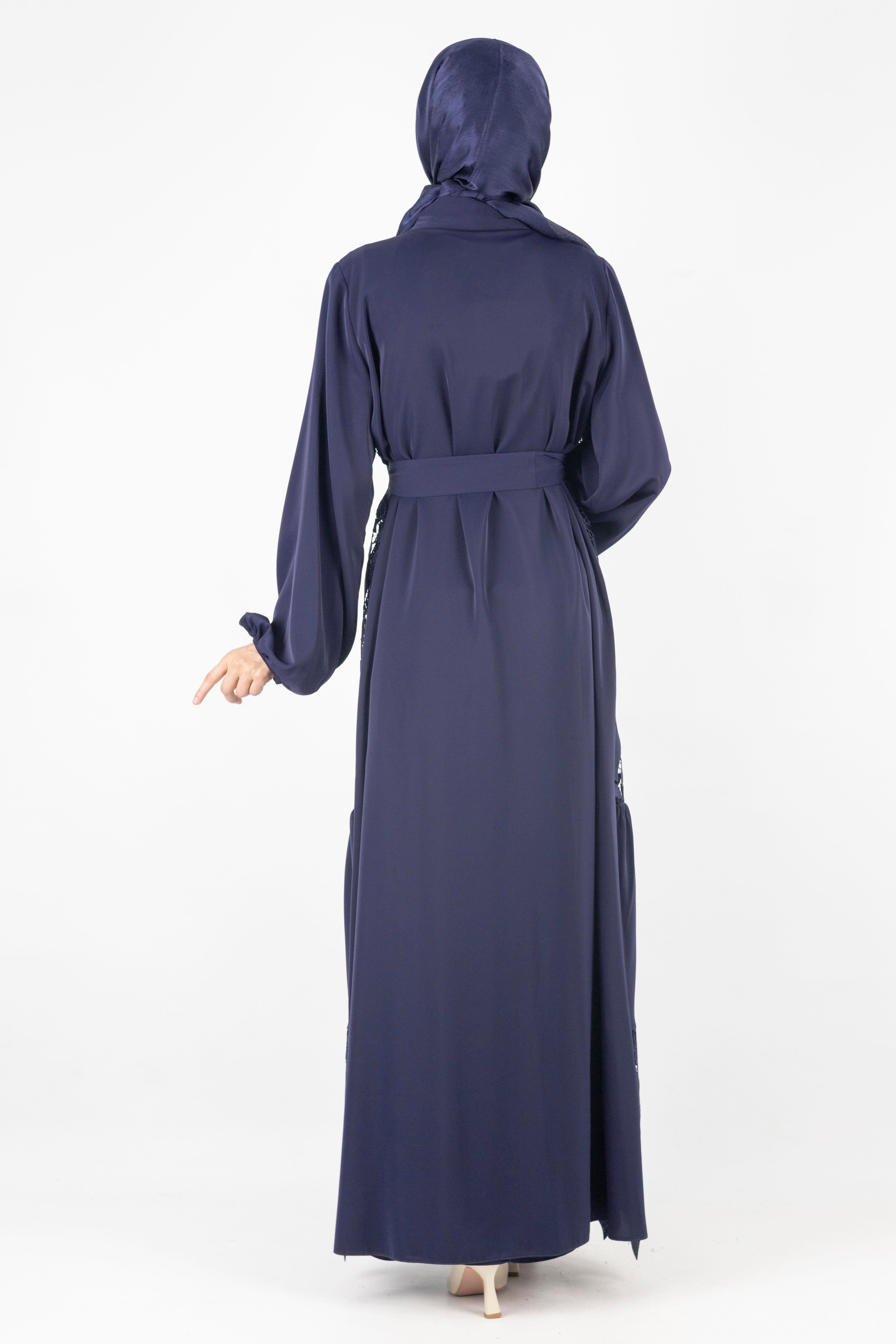 Orhan Store Dantel Abayalı Takım Lacivert OTW2558