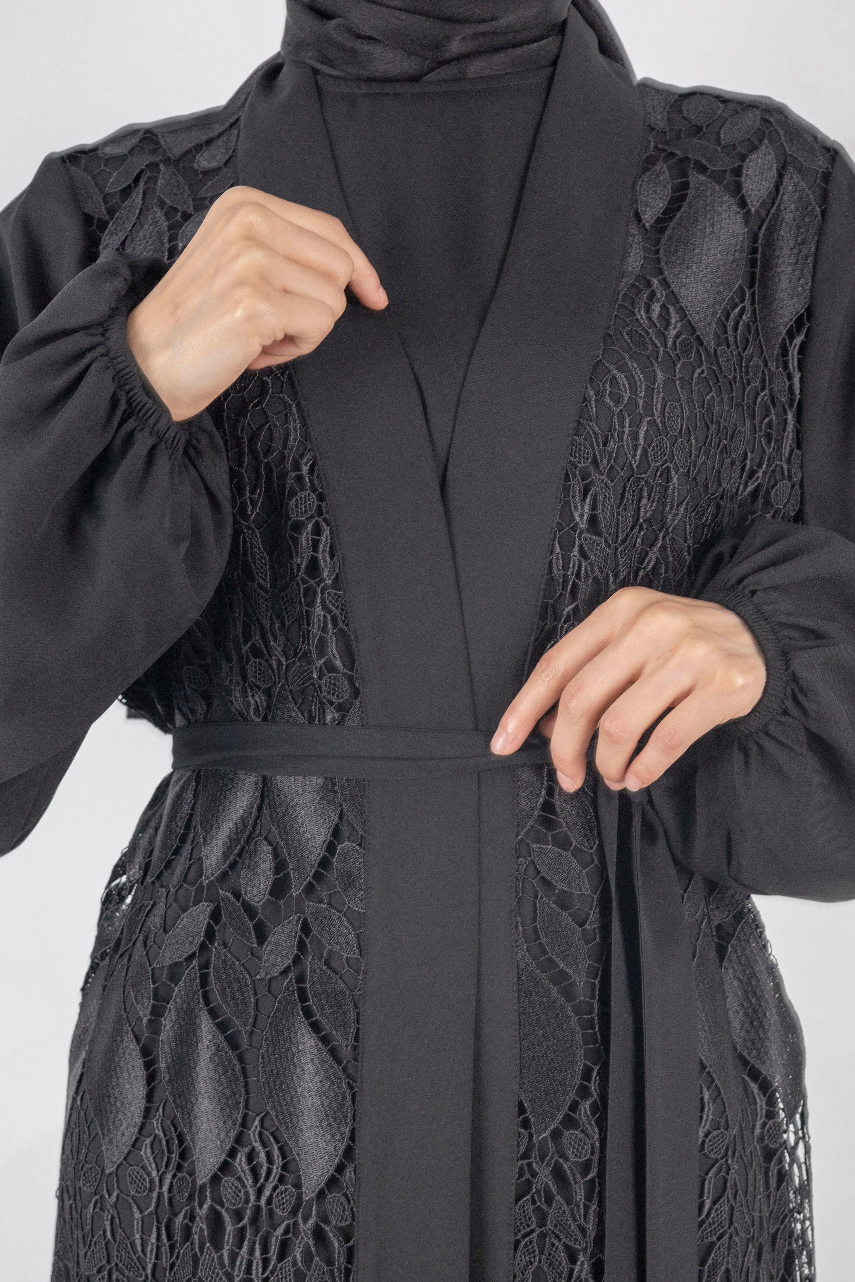 Orhan Store Dantel Abayalı Takım Siyah OTW2558