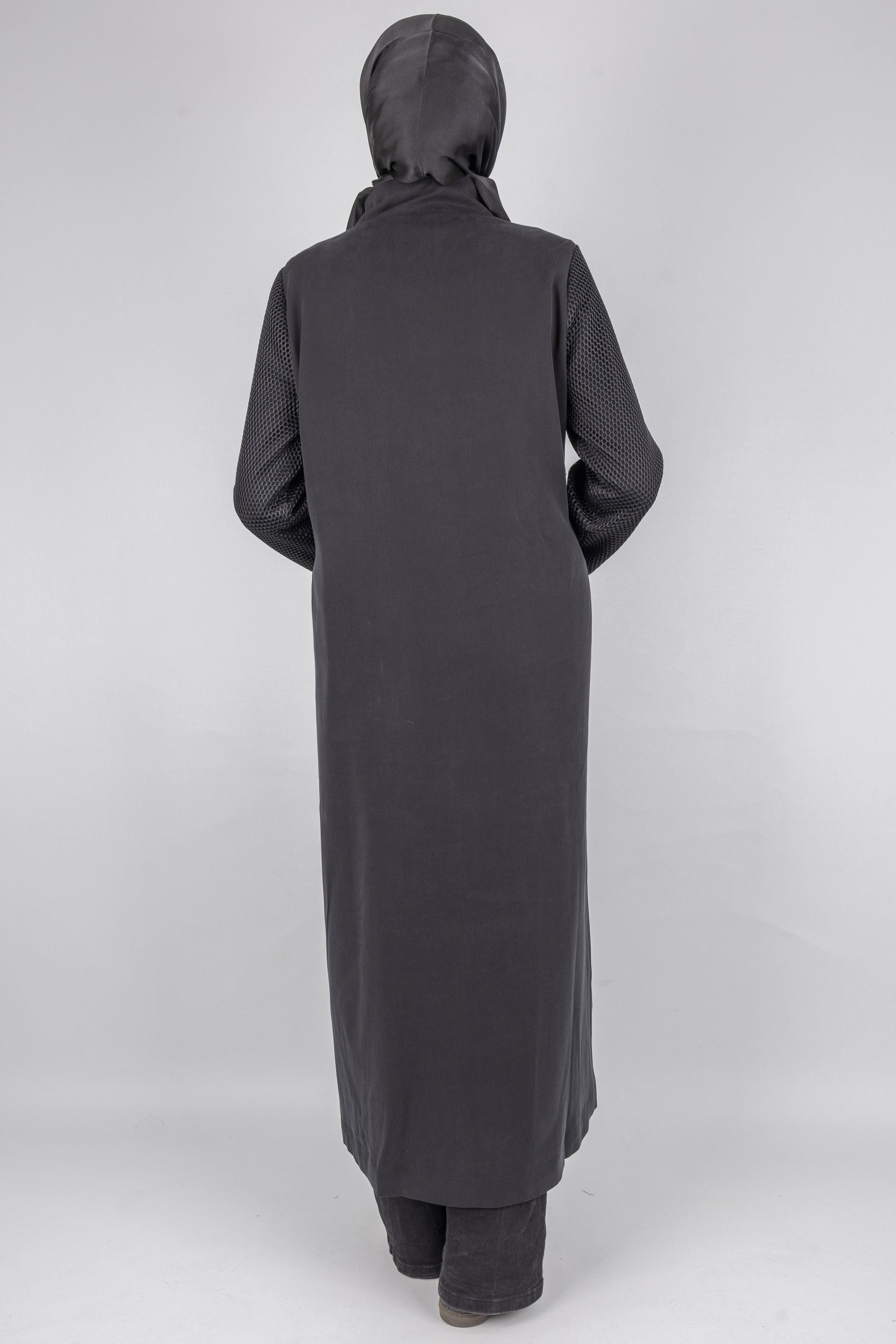 Orhan Store File Kol Desenli Cepli Tesettür Kap Siyah OTW1575