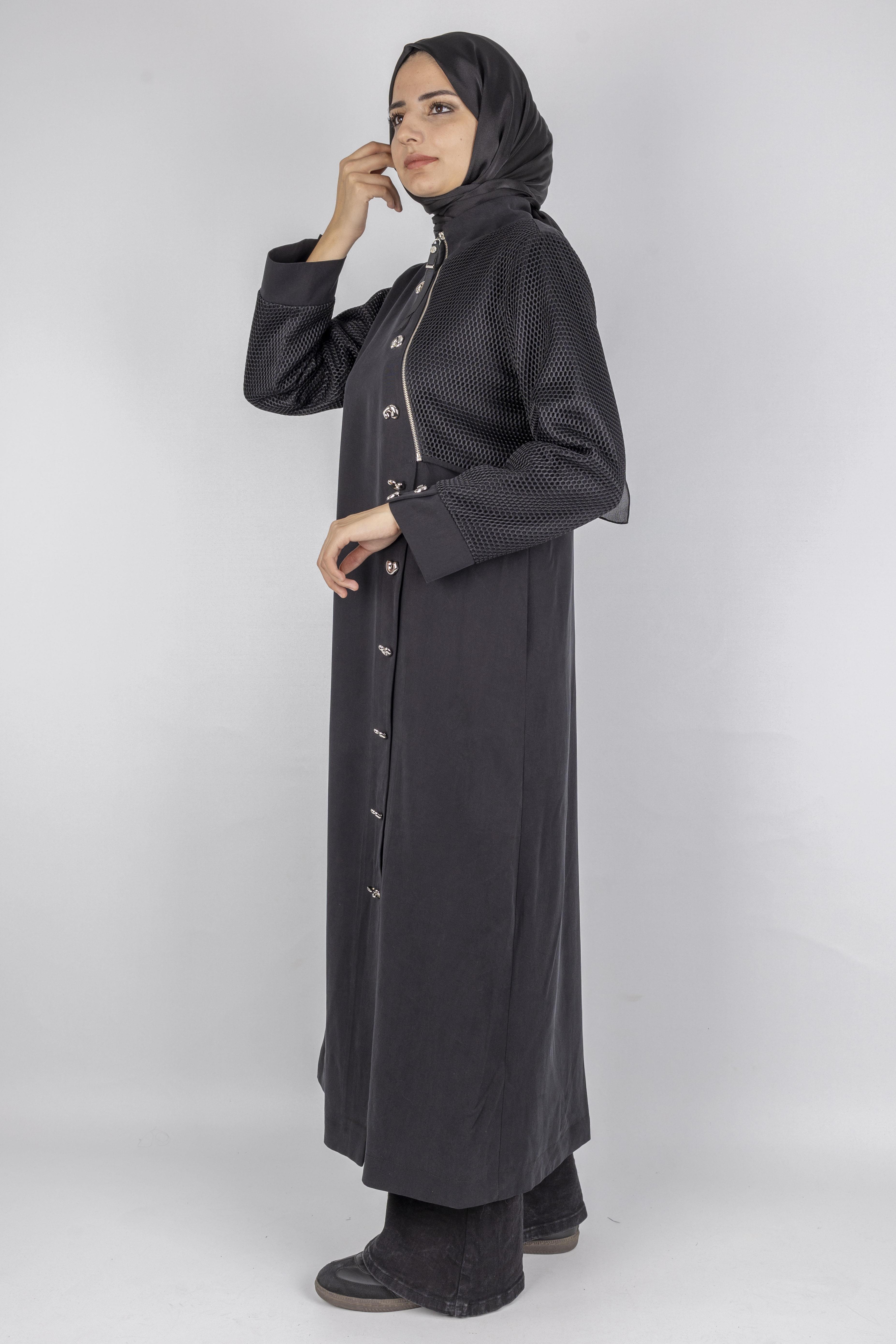 Orhan Store File Kol Desenli Cepli Tesettür Kap Siyah OTW1575