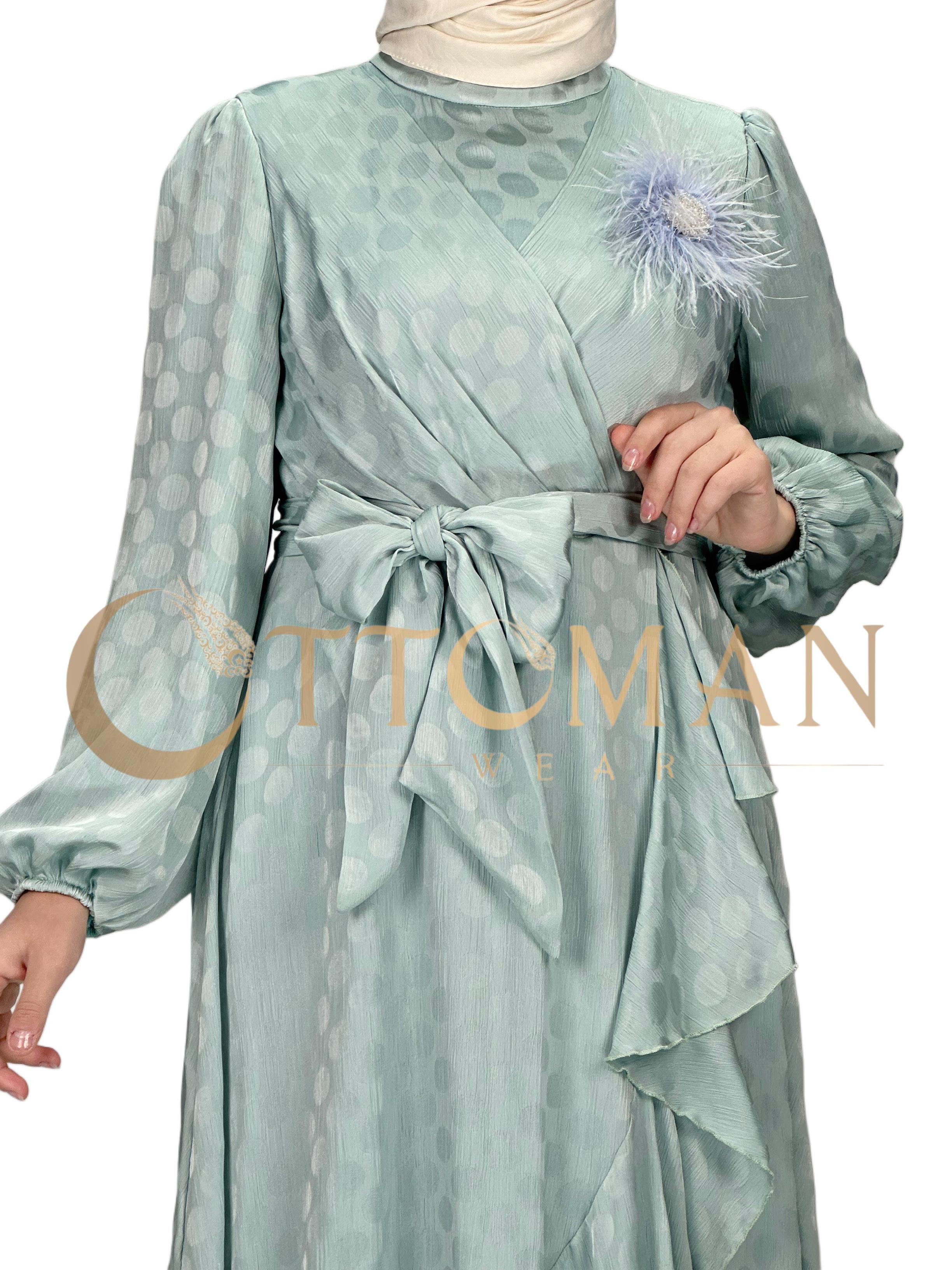 Orhan Store Jakar Kumaş  Elbise Mint OTW1569
