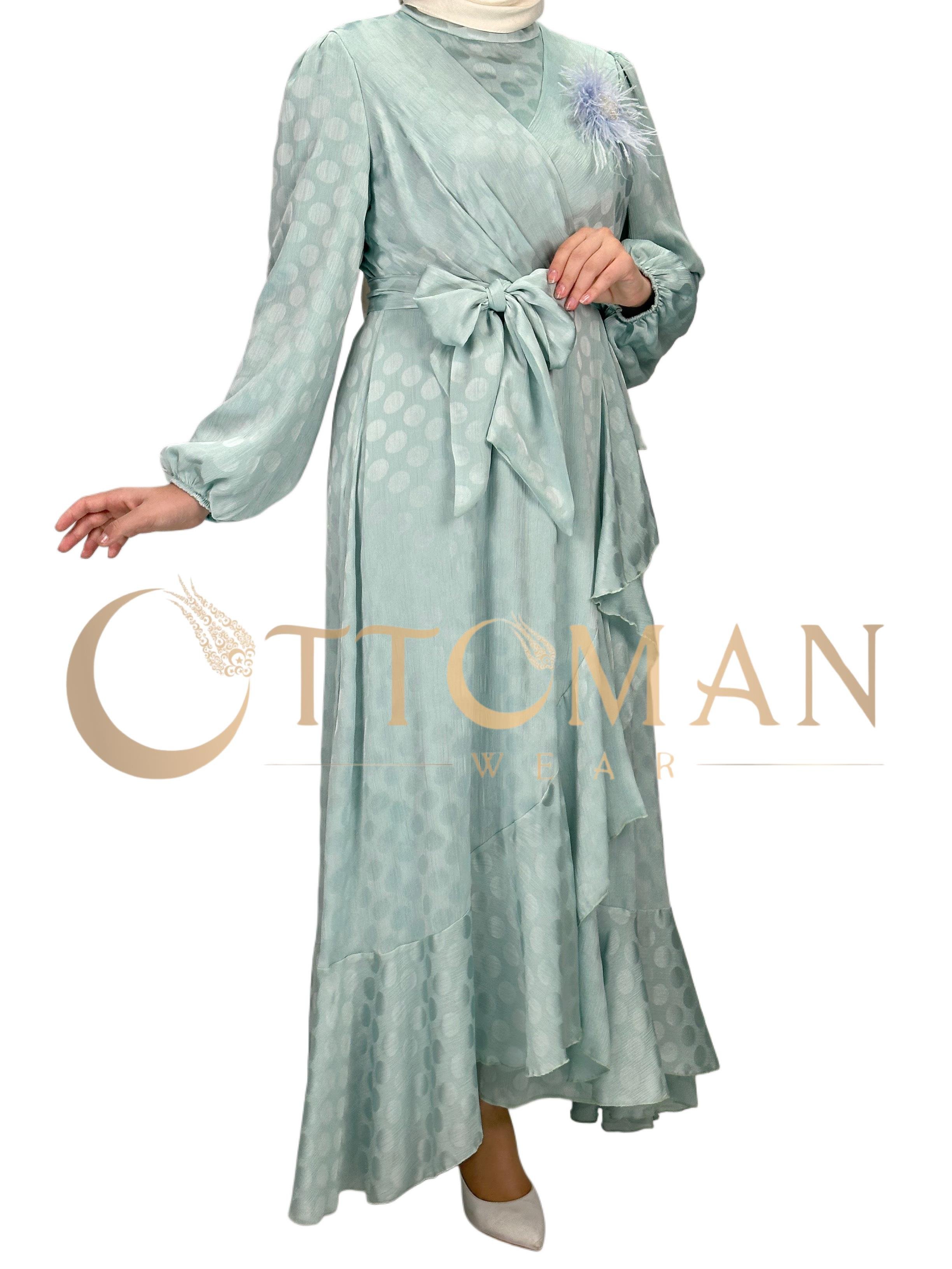Orhan Store Jakar Kumaş  Elbise Mint OTW1569