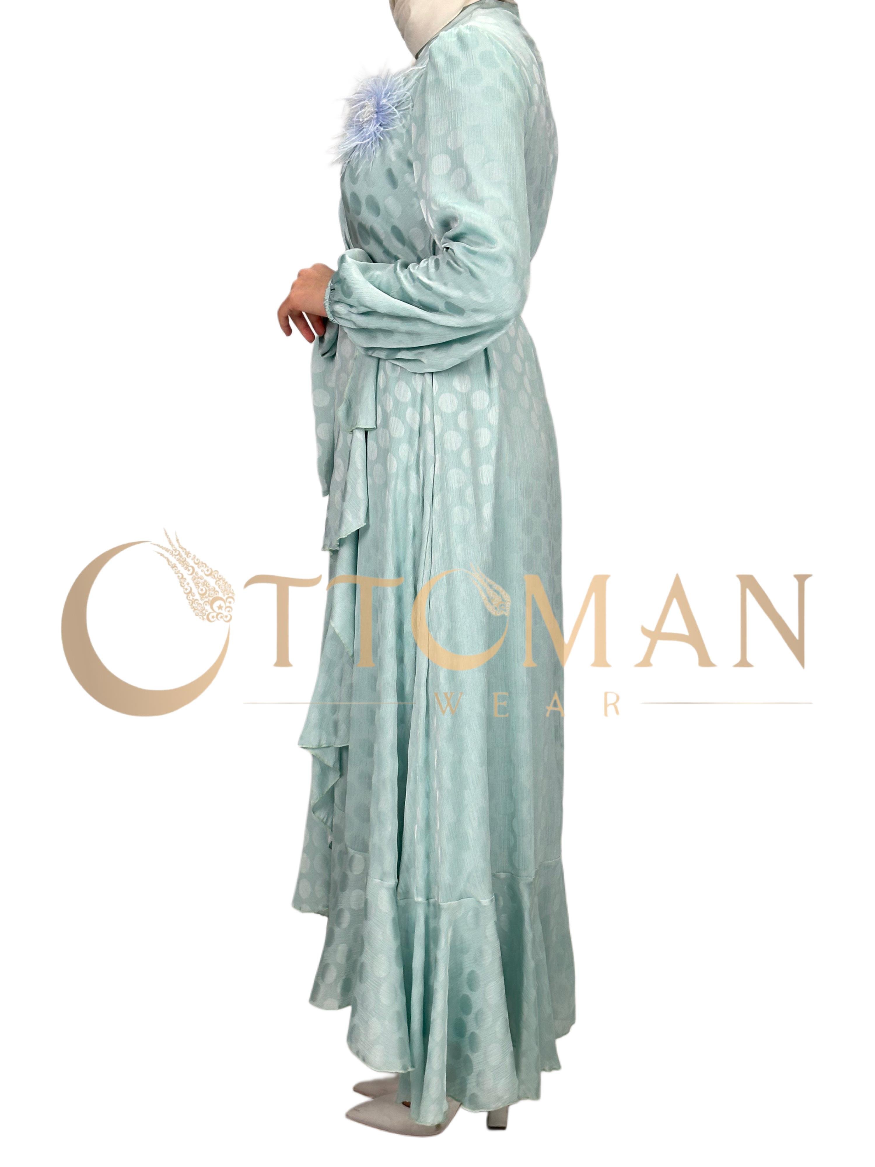 Orhan Store Jakar Kumaş  Elbise Mint OTW1569