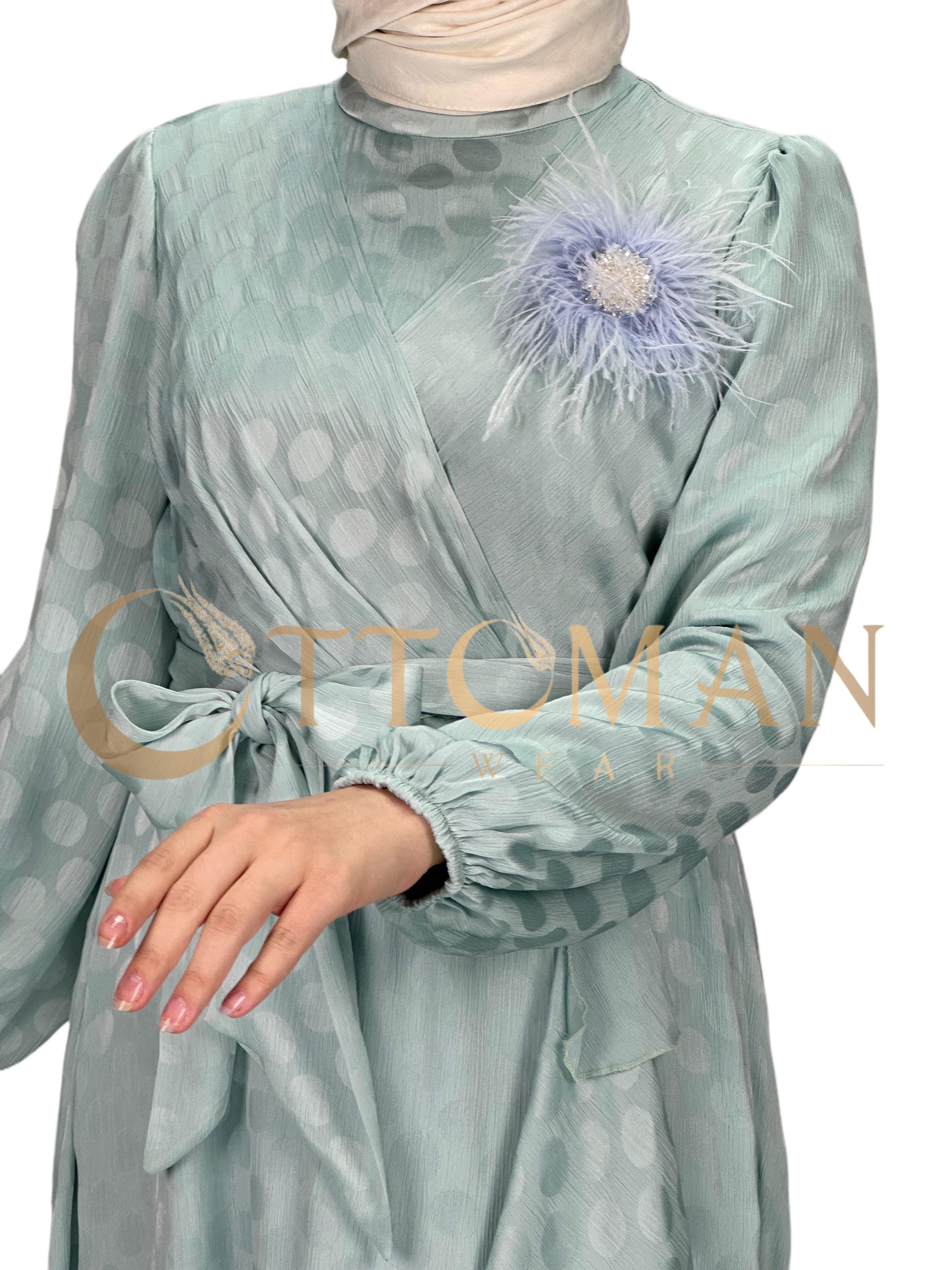 Orhan Store Jakar Kumaş  Elbise Mint OTW1569