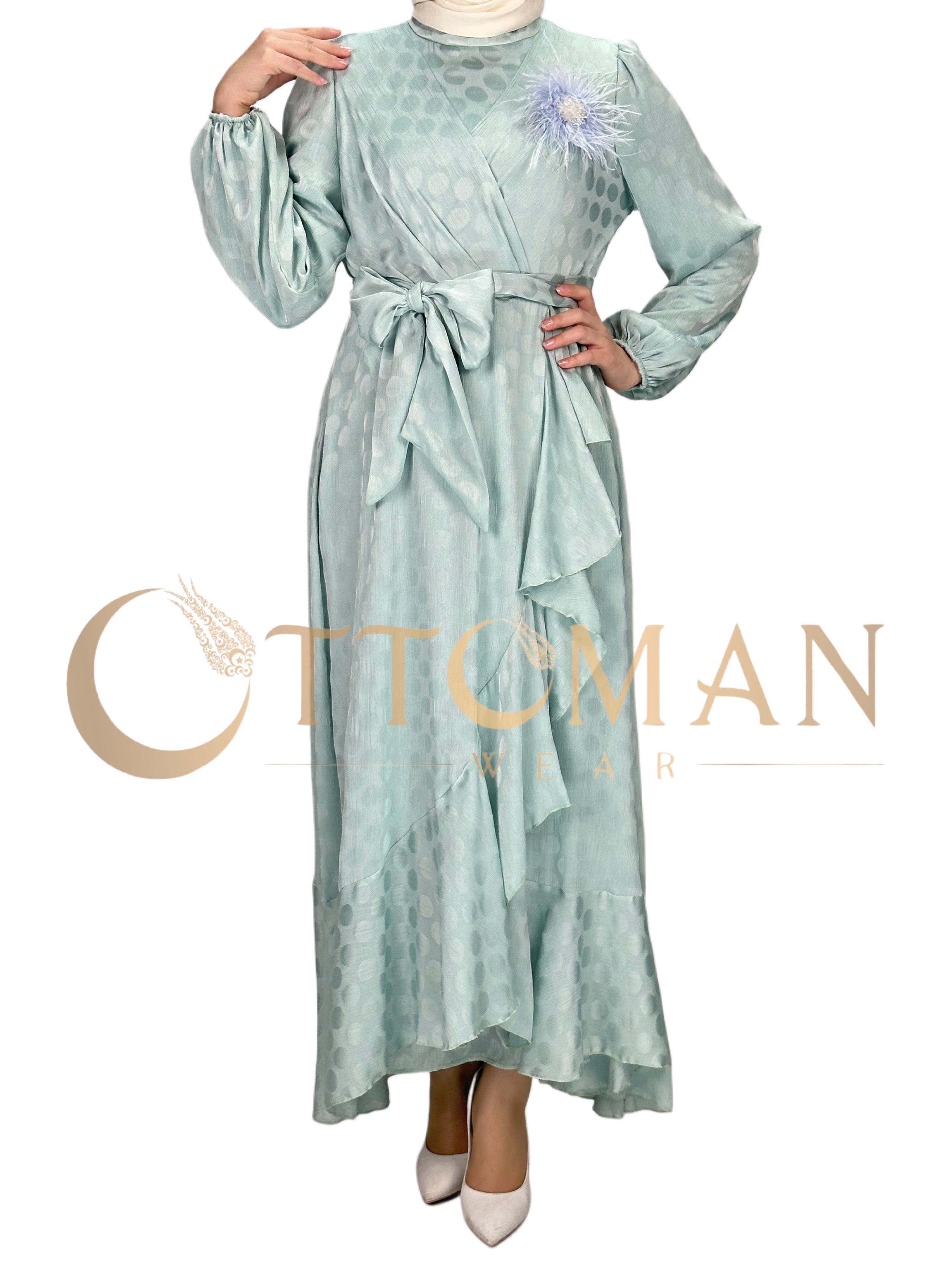 Orhan Store Jakar Kumaş  Elbise Mint OTW1569