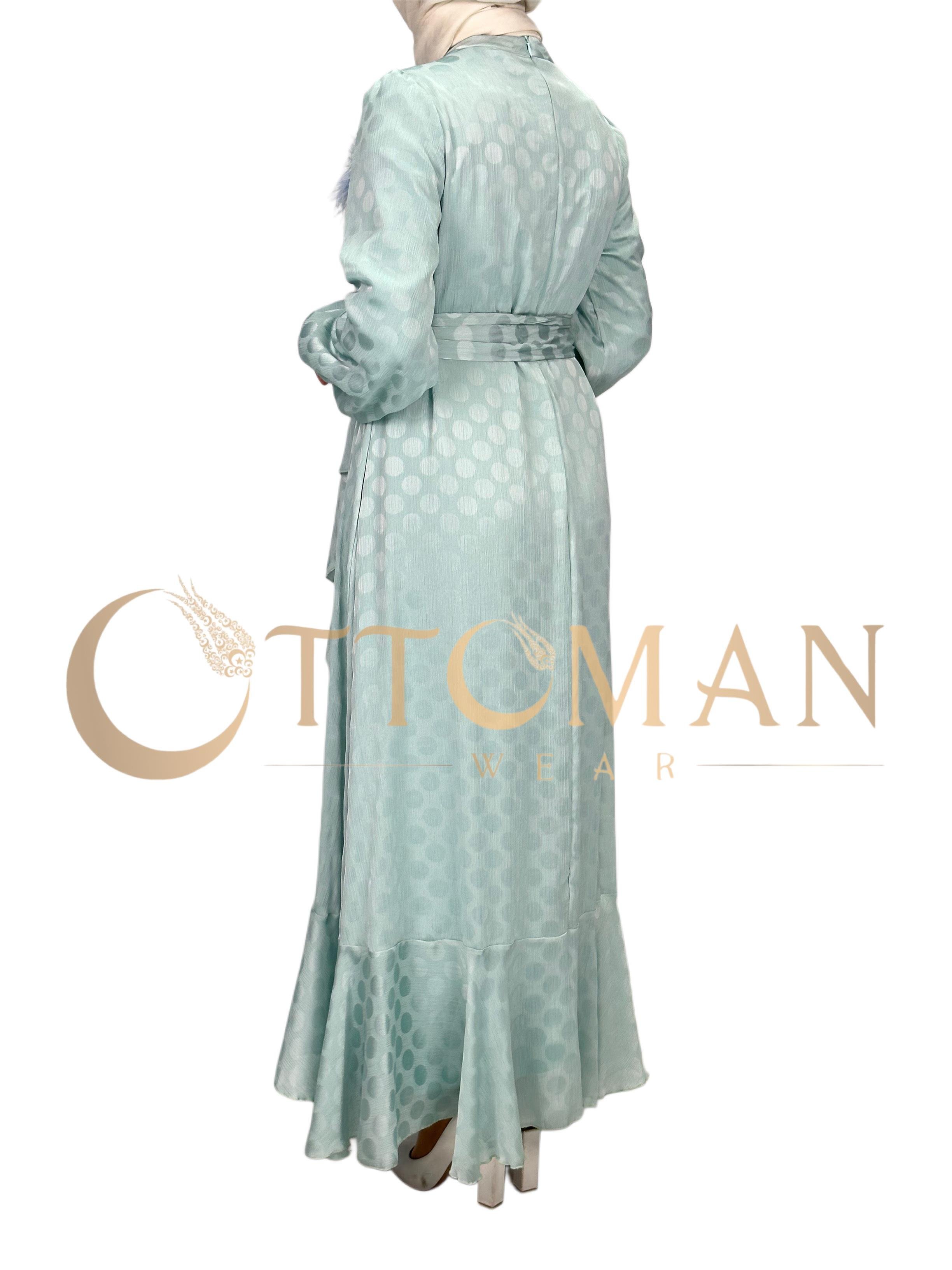 Orhan Store Jakar Kumaş  Elbise Mint OTW1569