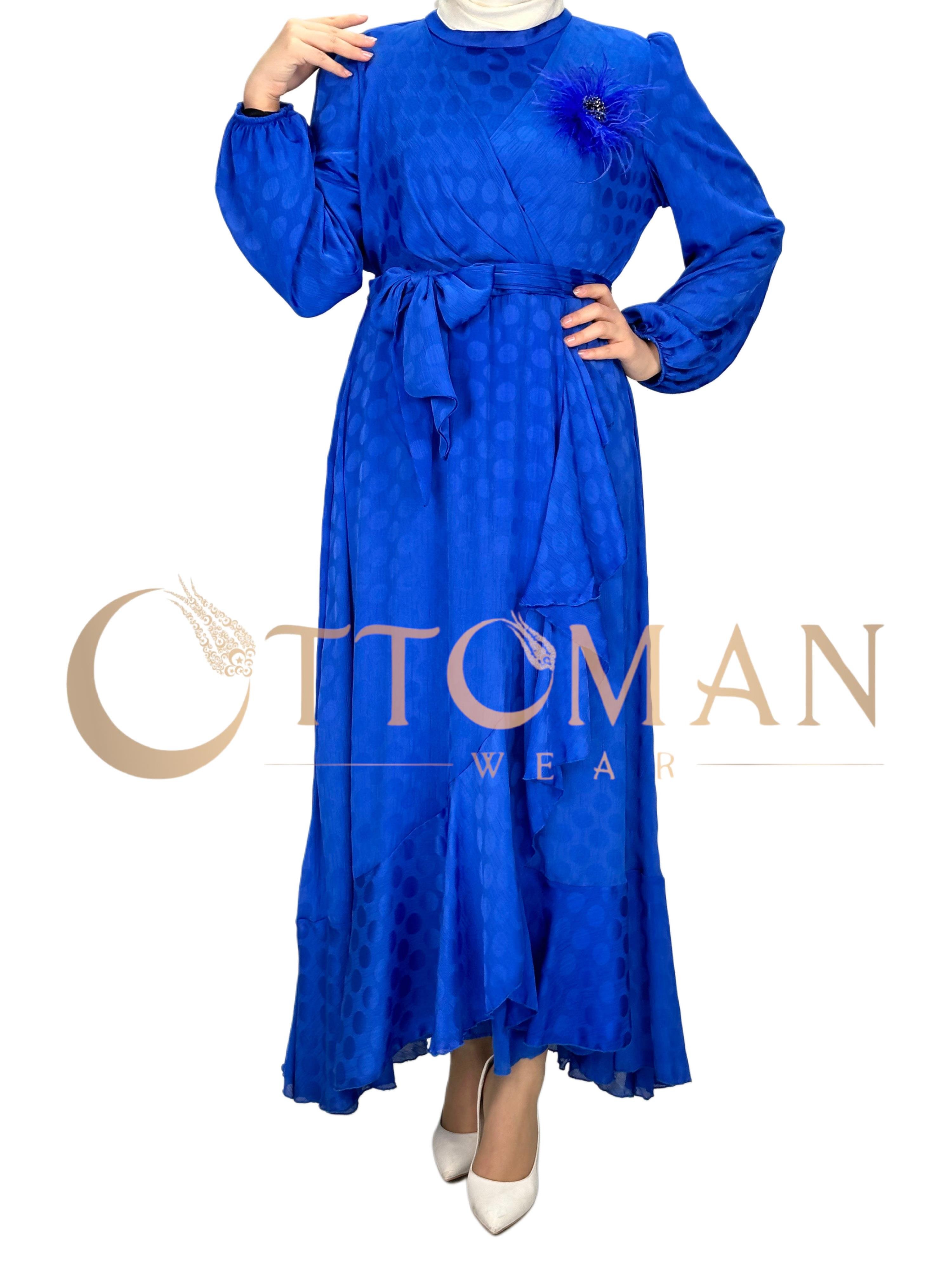 Orhan Store Jakar Kumaş  Elbise Saks OTW1569